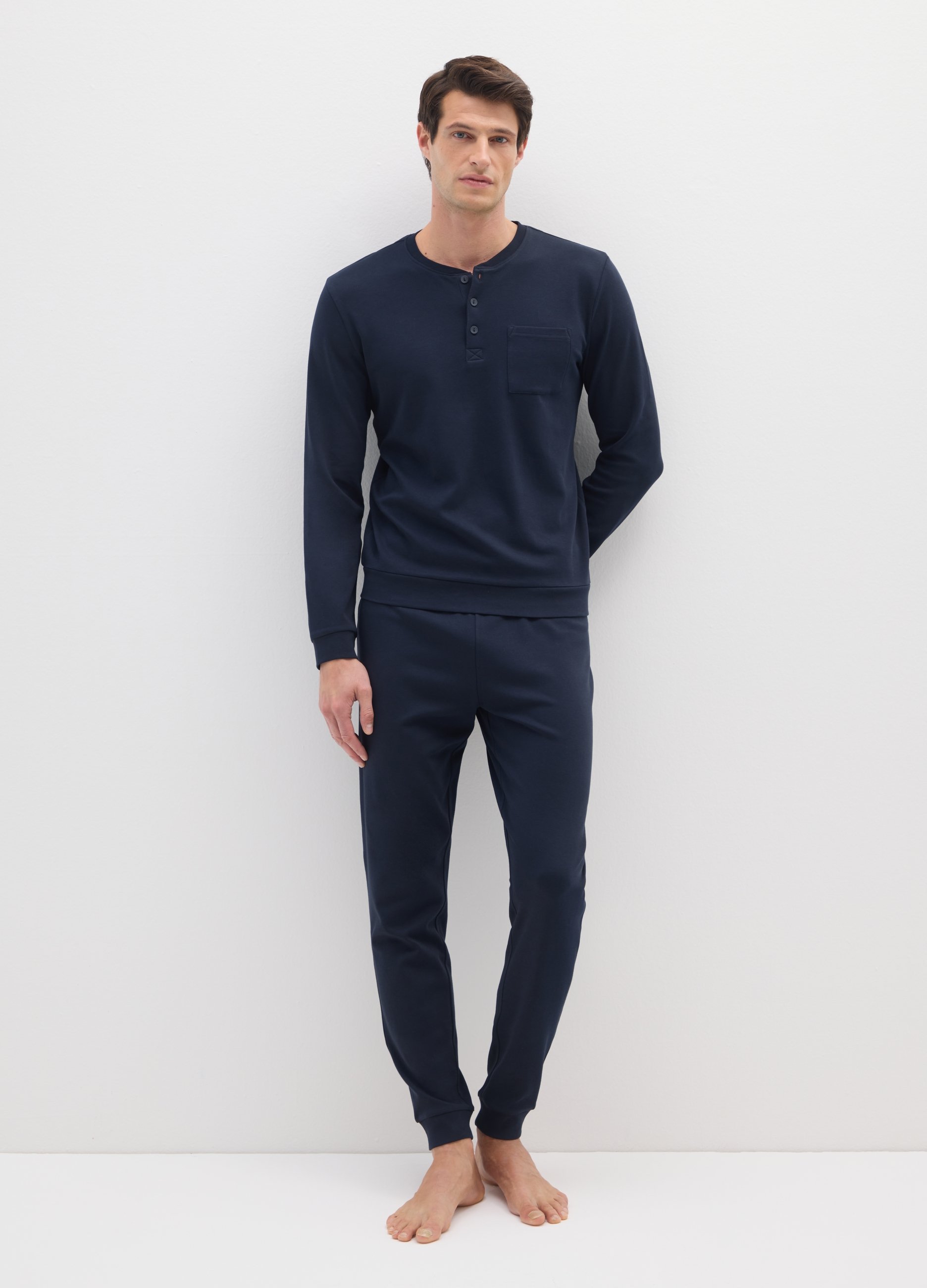 OVS, Pigiama In Puro Cotone Blu Regular Fit, Uomo, Blu, Taglia: S