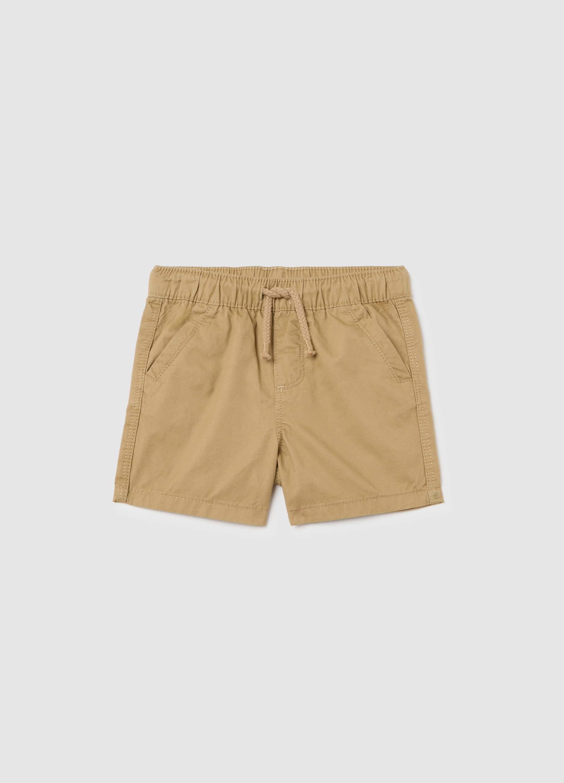FAGOTTINO, Shorts Da Bambino In Puro Cotone Beige Regular Fit Con Tasche Oblique, Beige, Taglia: 12-18