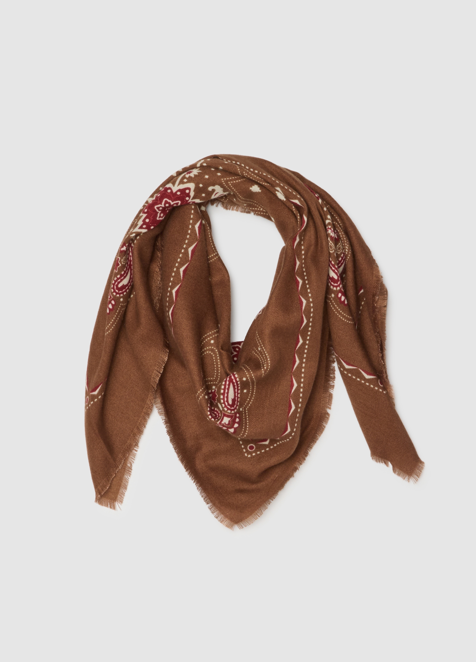 PIOMBO, Foulard Marrone Con Dettagli Floreali, Donna, Marrone, Taglia: ONE SIZE