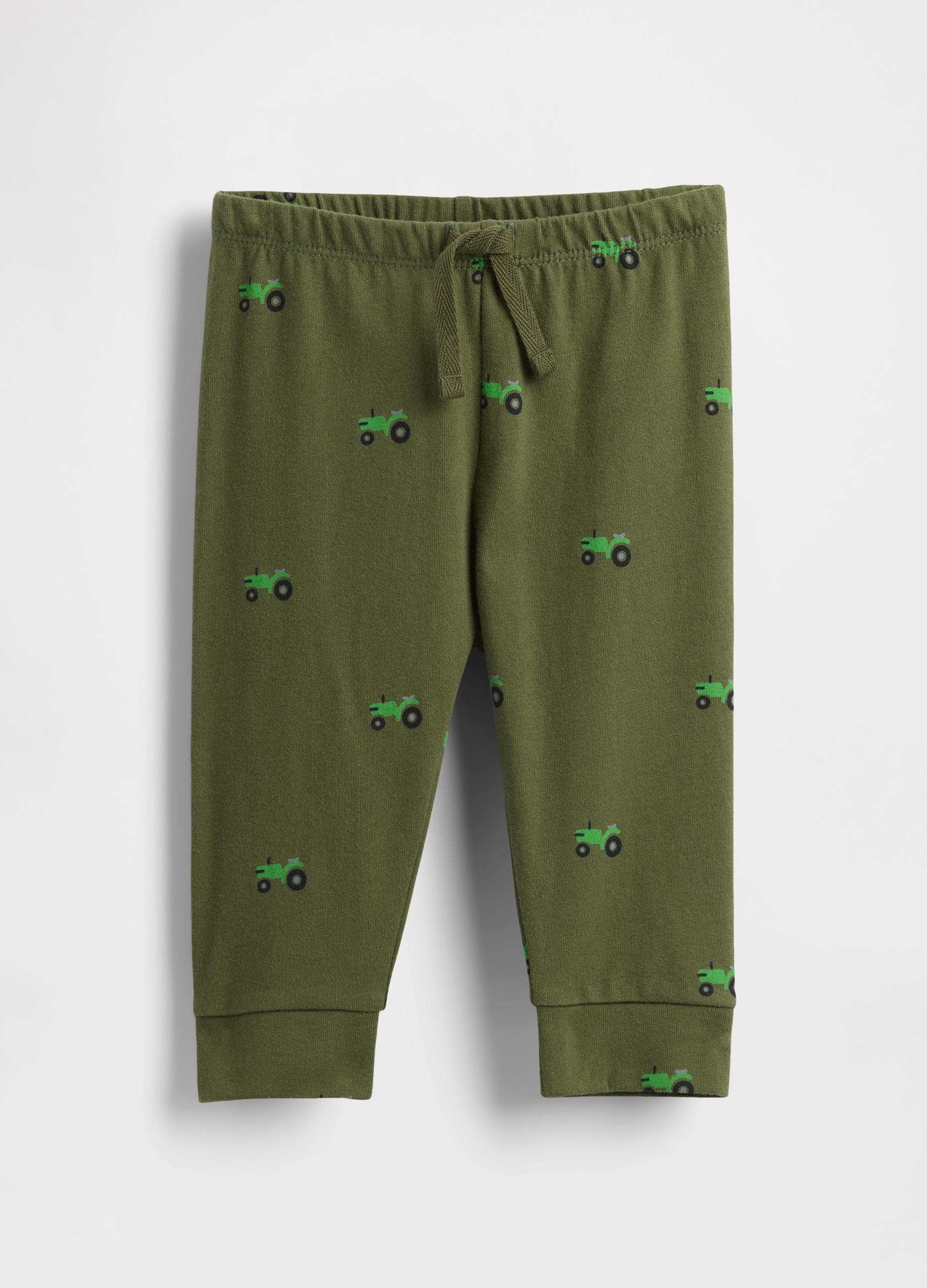 GAP KIDS, Pantaloni Verde In Cotone Con Stampa Trattori, Unisex, Verde, Taglia: 18-24M/79-84