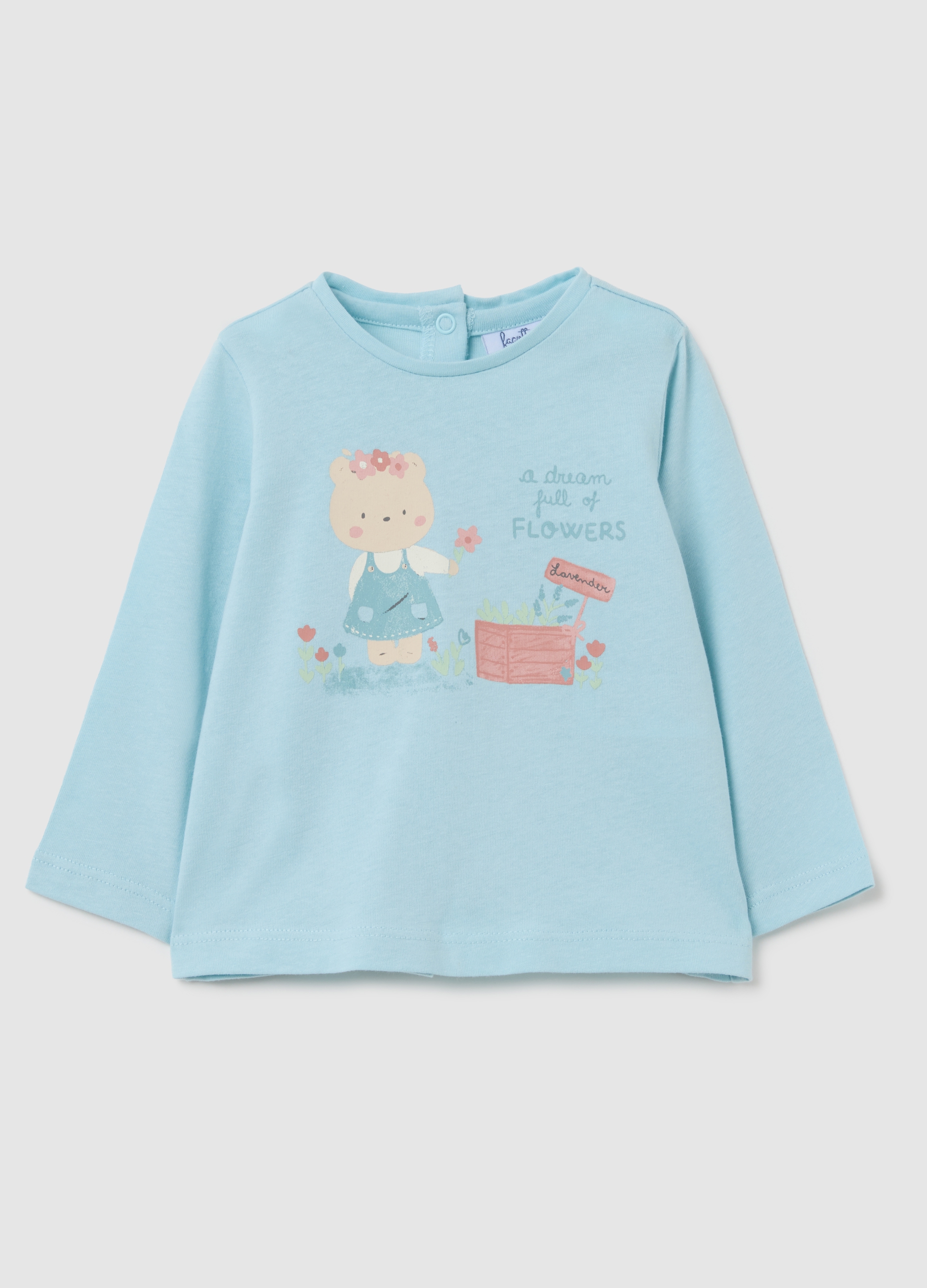 Jersey Azul Puro De Algodón Corte Regular Para Niña, Bebé Niña, Azul claro, Talla: 3-6