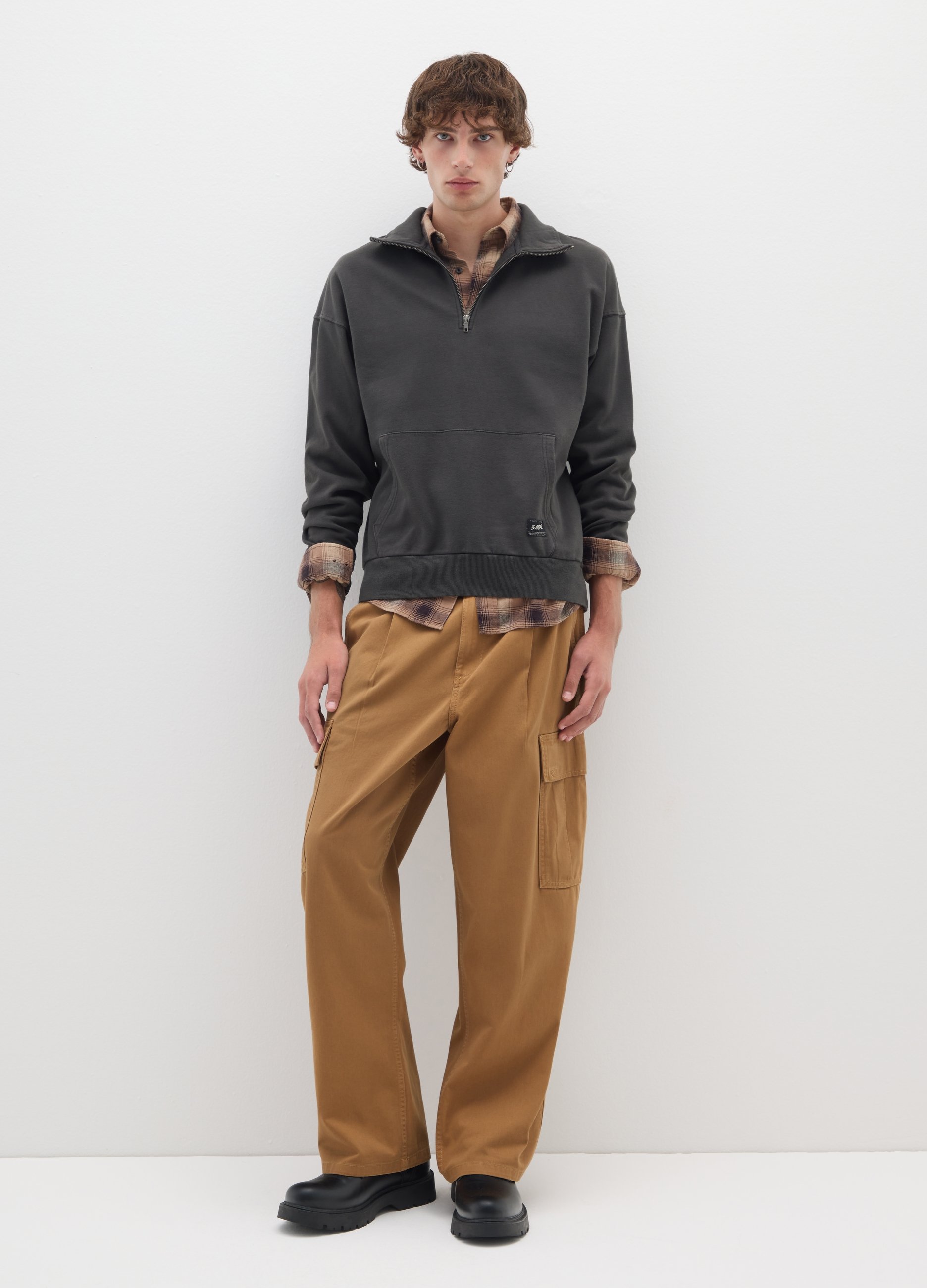 OVS, Pantalones Cargo Marrones Holgados De Algodón Puro, Hombre, Marrón tabaco, Talla: 48