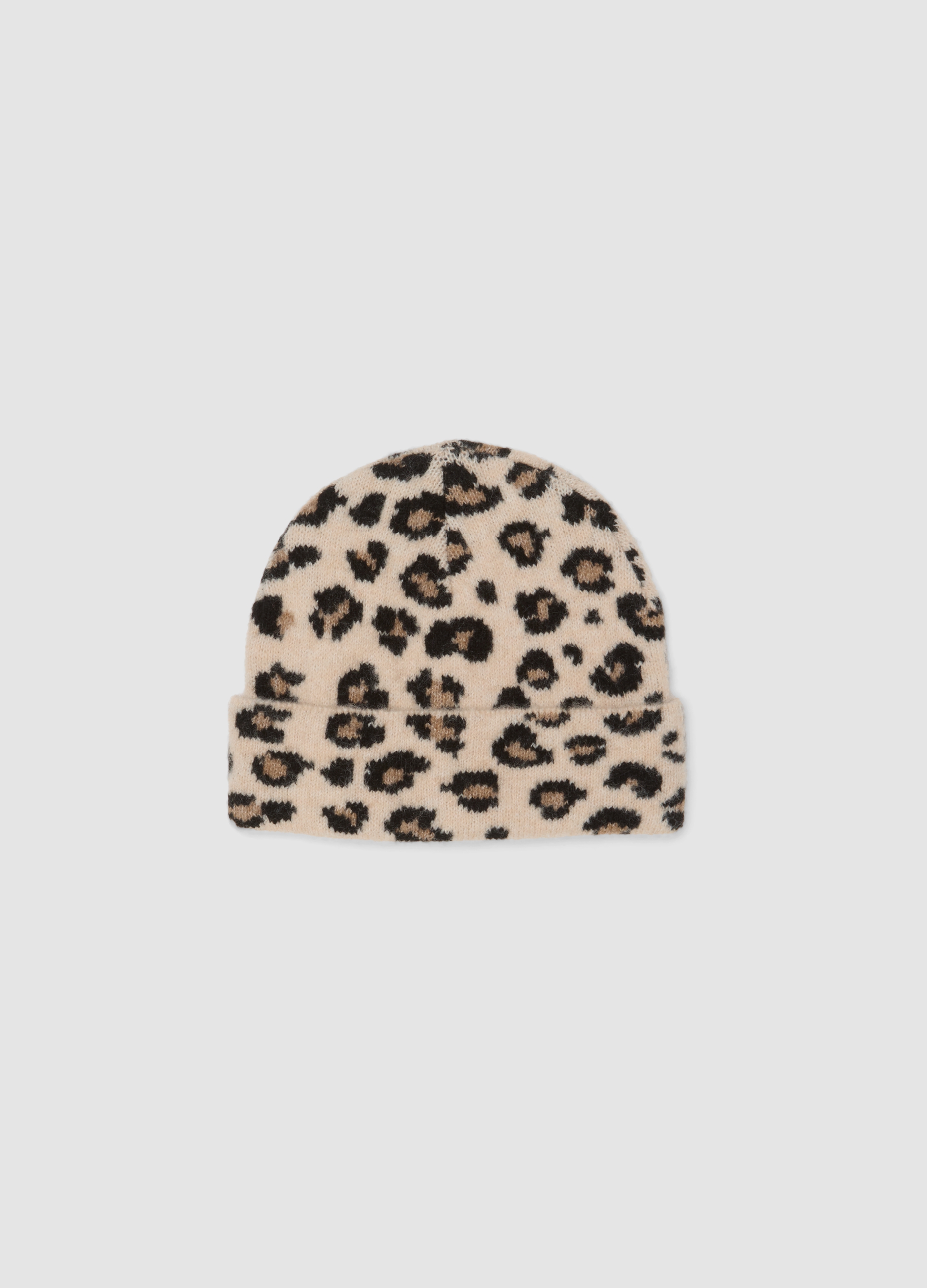 OVS KIDS, Cappello Beige In Lana Elasticizzato Con Fantasia Animalier, Bambina, Beige, Taglia: 56