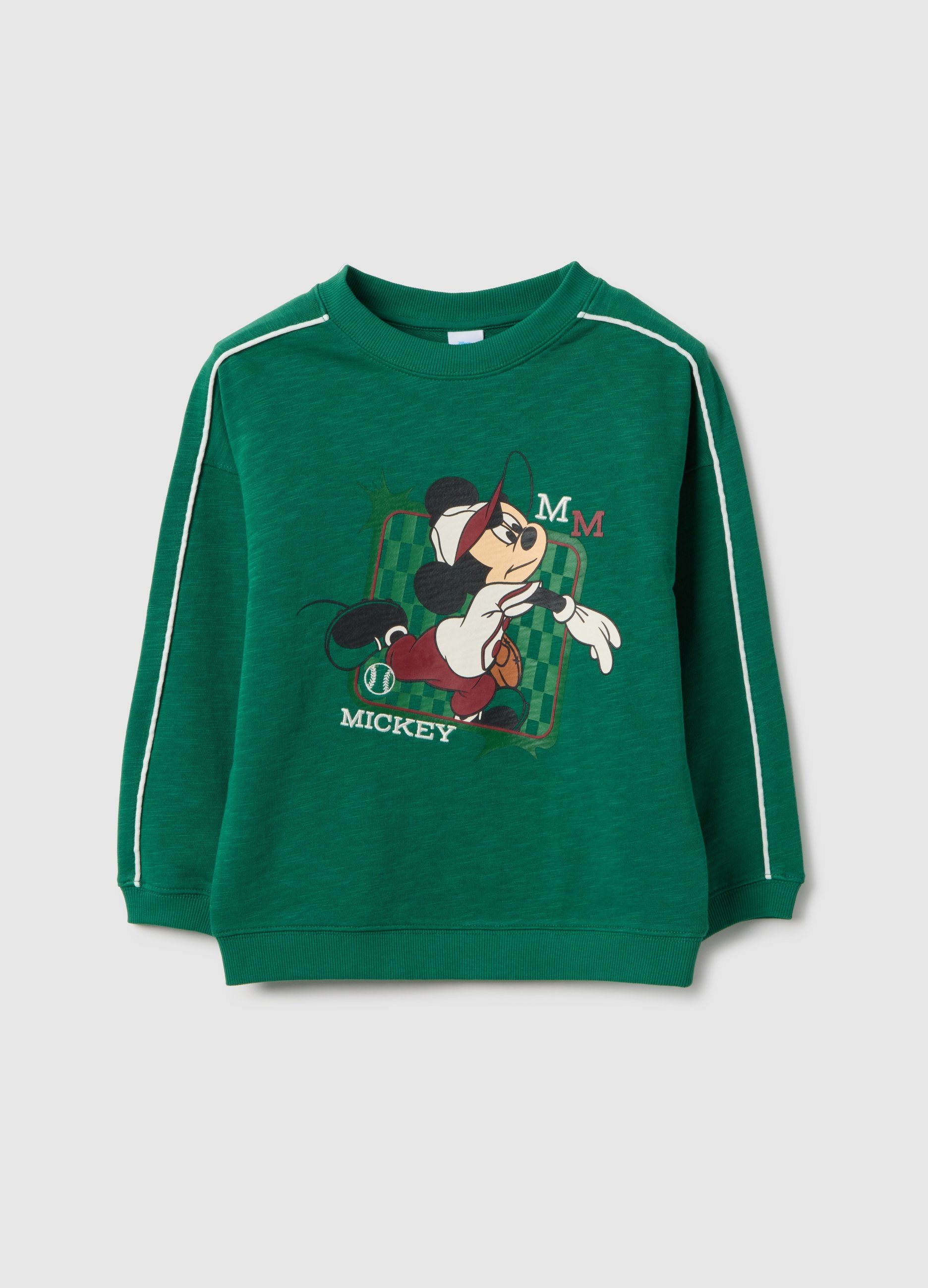 DISNEY, Sudadera Verde De Niño En Puro Algodón Con Ajuste Regular Y Estampado De Mickey Mouse, Niño, Verde oscuro, Talla: 5-6