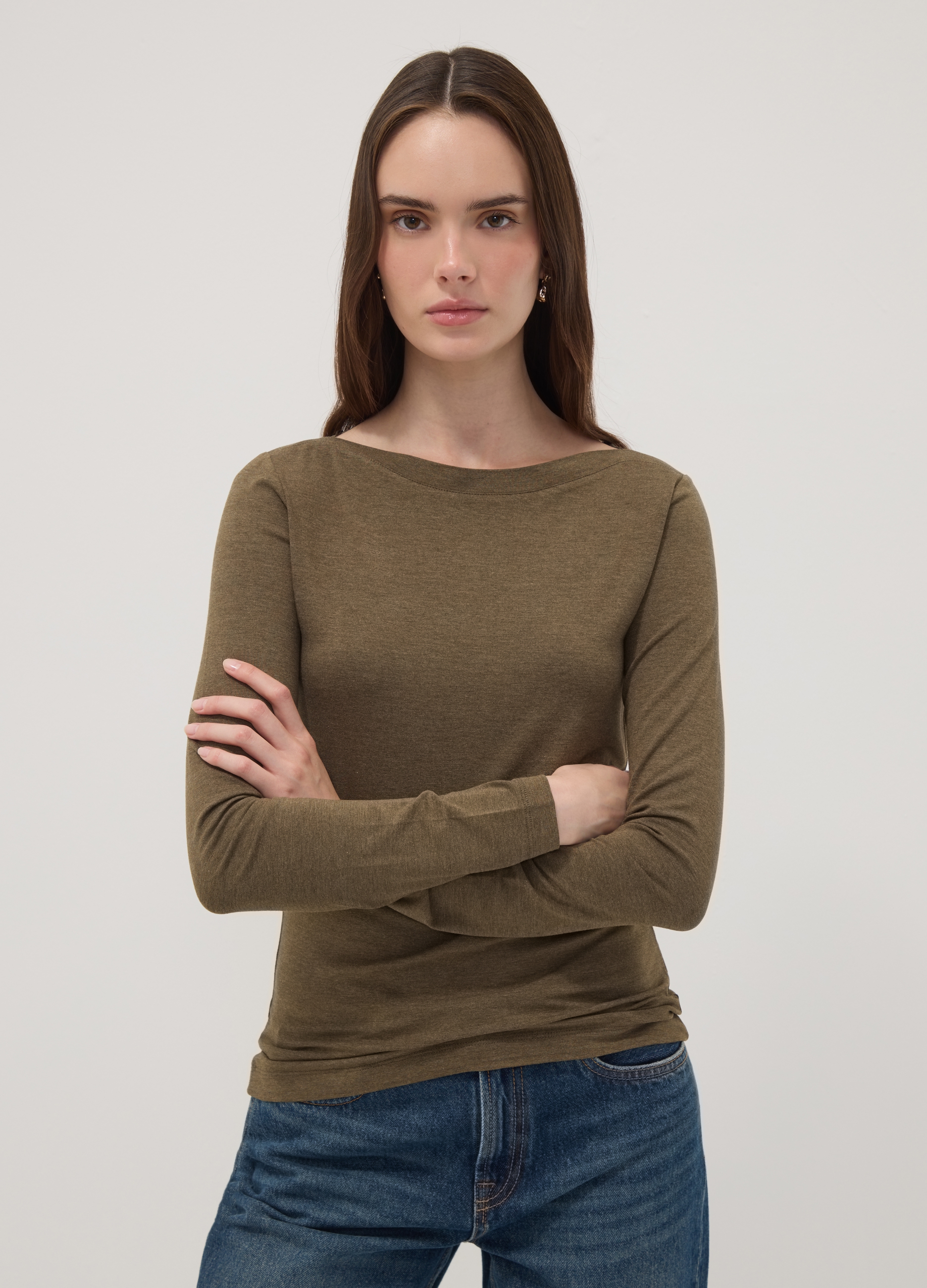 OVS, T-shirt Verde In Viscosa Elasticizzata Slim Fit, Donna, Verde, Taglia: XS