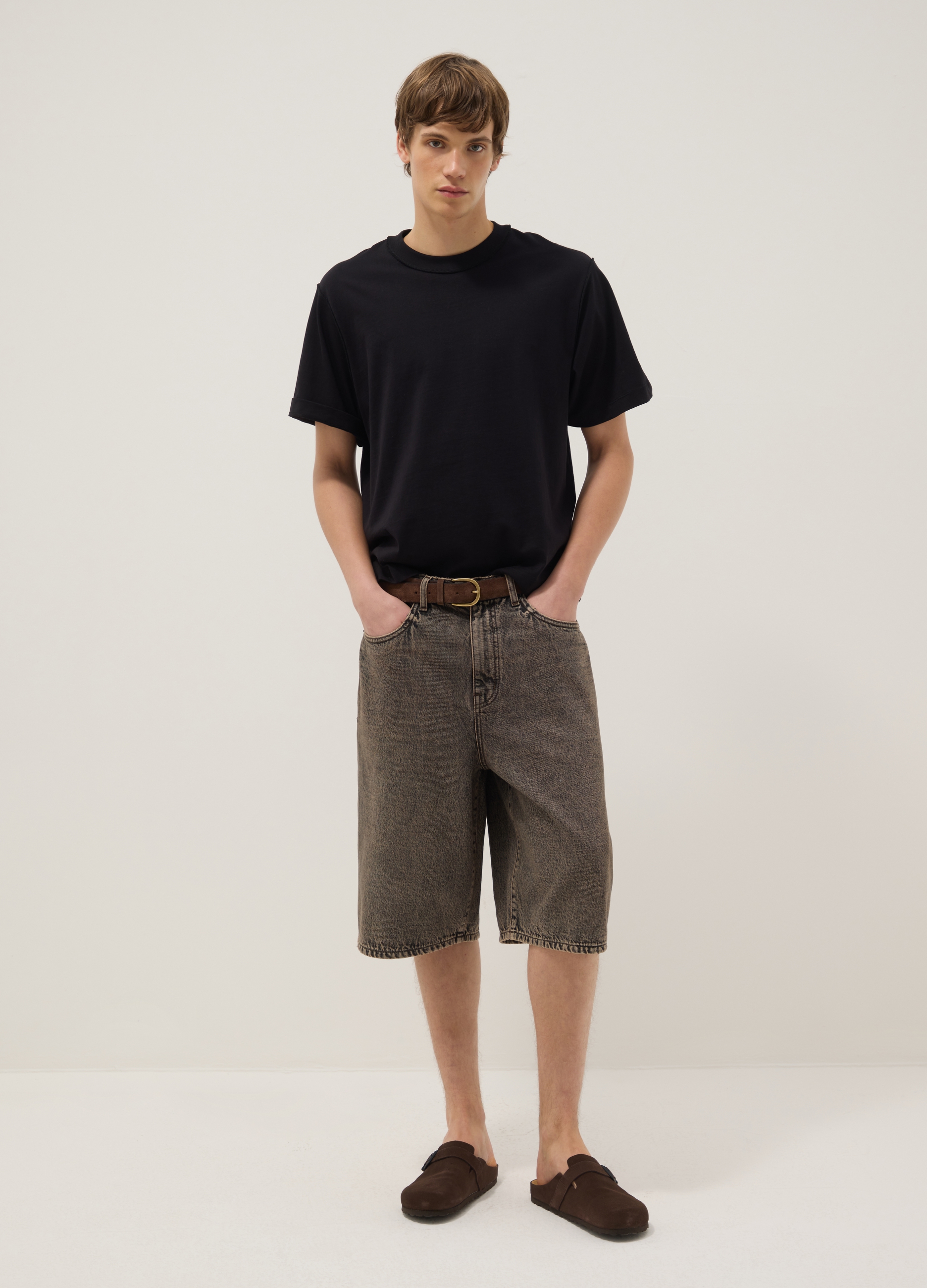 B.ANGEL, Bermudas De Algodón Vaquero Marrón Ajustadas, Hombre, Marrón barro, Talla: 42