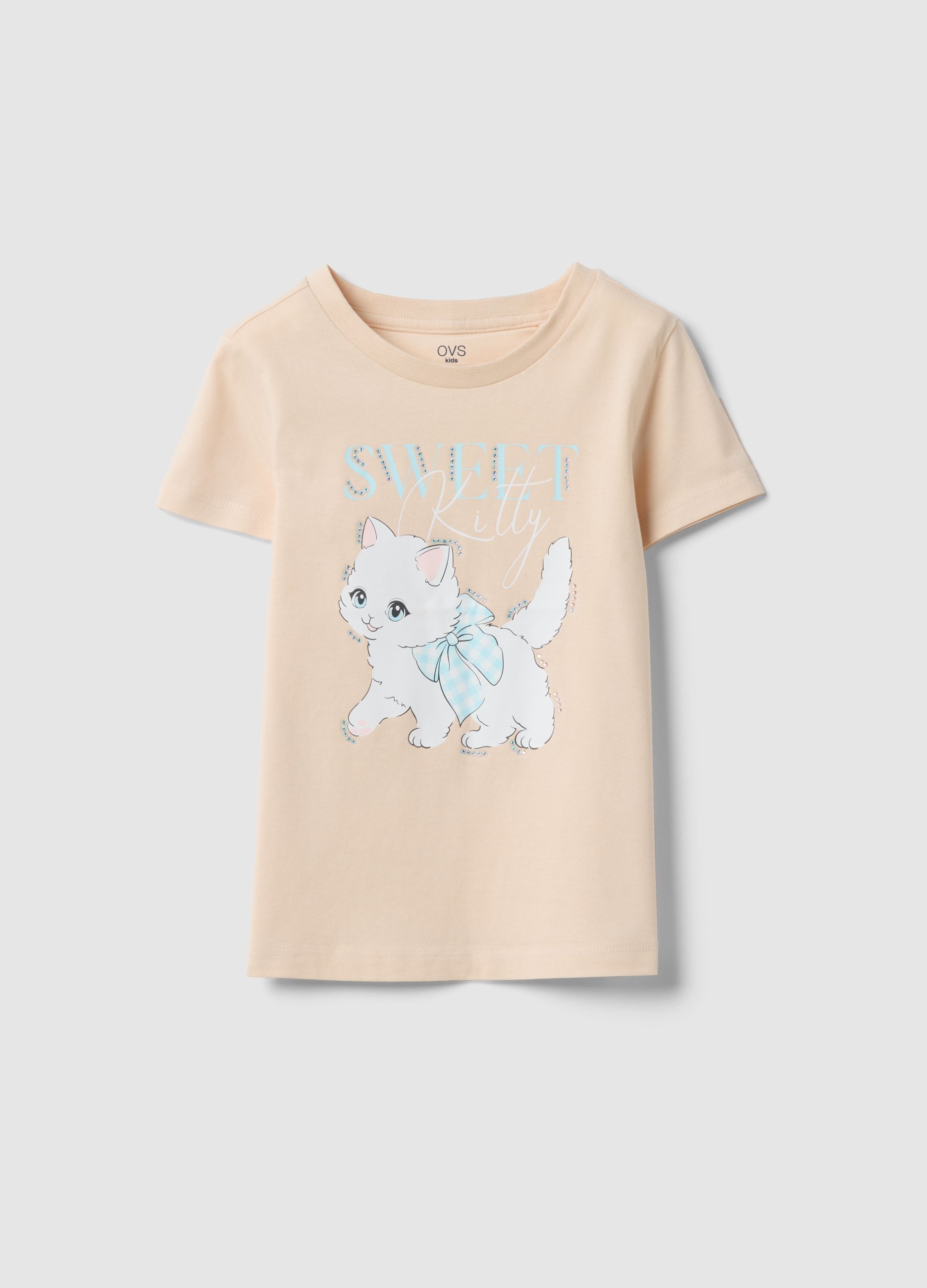 OVS KIDS, Camiseta Beige De Algodón Puro Corte Regular Con Estampado Para Niña, Niña, Arena, Talla: 4-5