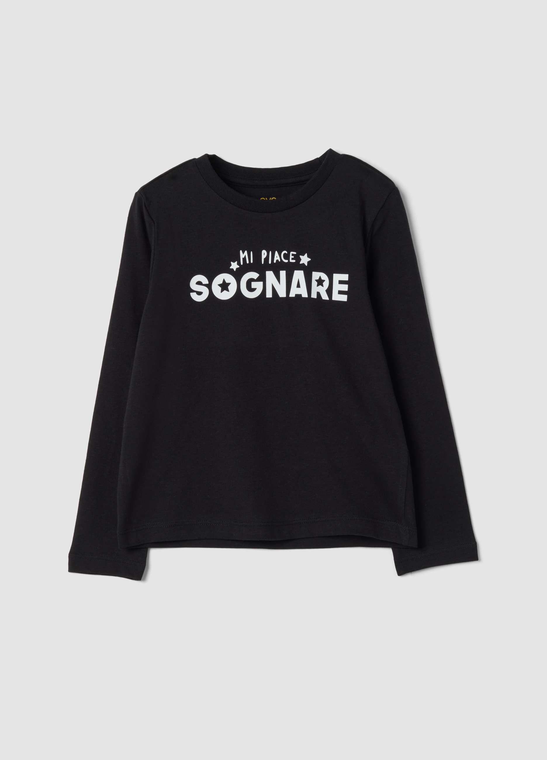 OVS KIDS, T-shirt Nera Girocollo In Puro Cotone Organico, Bambina, Nero, Taglia: 8-9