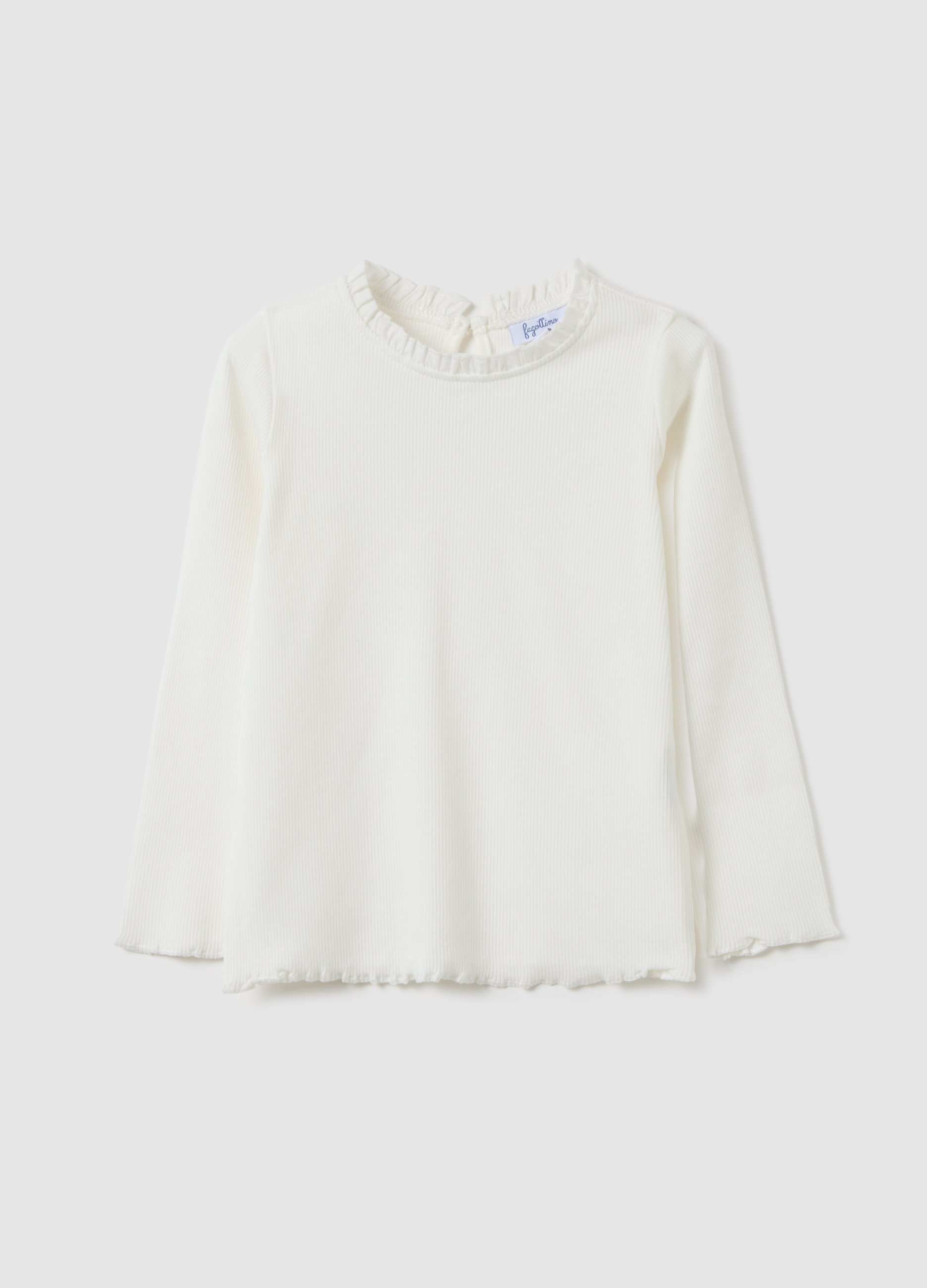 OVS, Maglietta Da Bambina In Cotone Elasticizzato Bianca Regular Fit, Mädchen, Milchweiß, Größe: 30-36