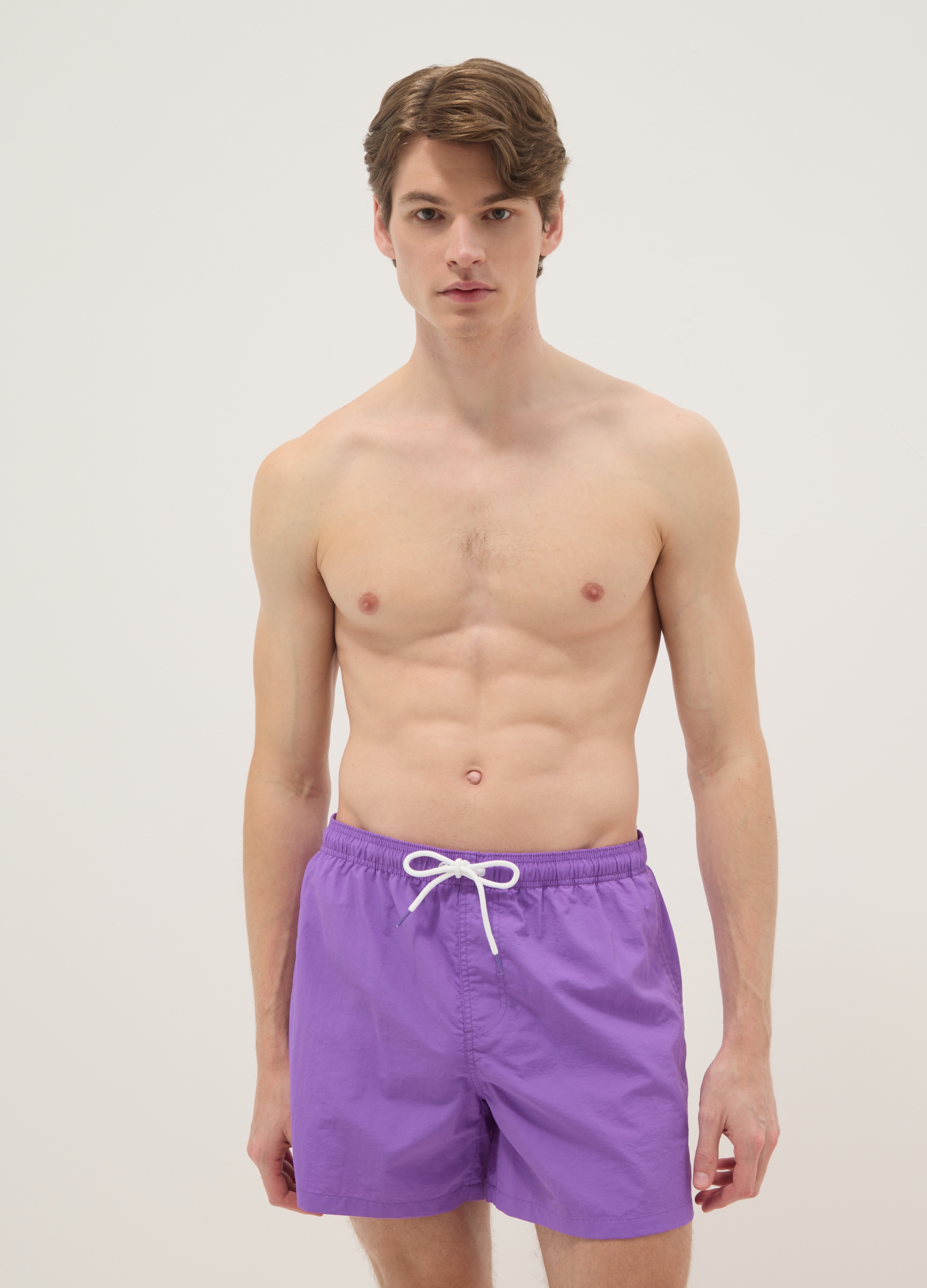 Bóxer De Baño Morado Con Cintura Elástica, Hombre, Morado, Talla: L