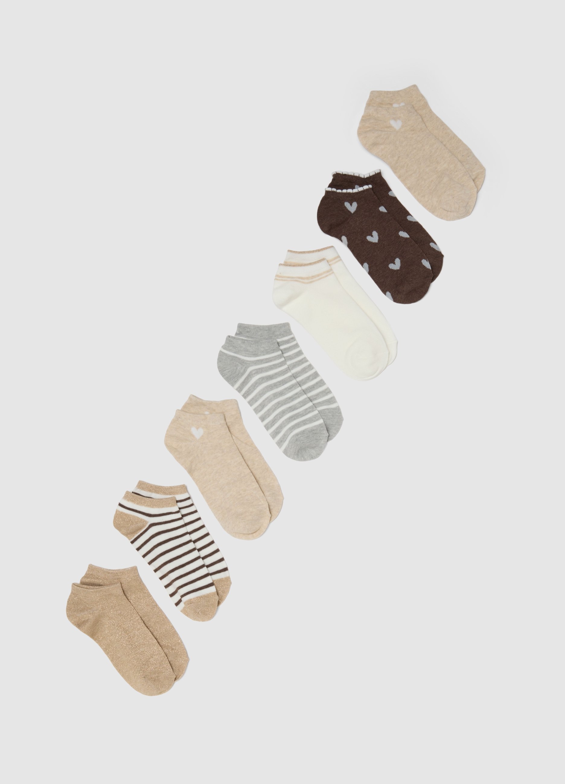 OVS, Multipack Calze Alla Caviglia In Misto Cotone Multicolor, Donna, Multicolor, Taglia: 36-38