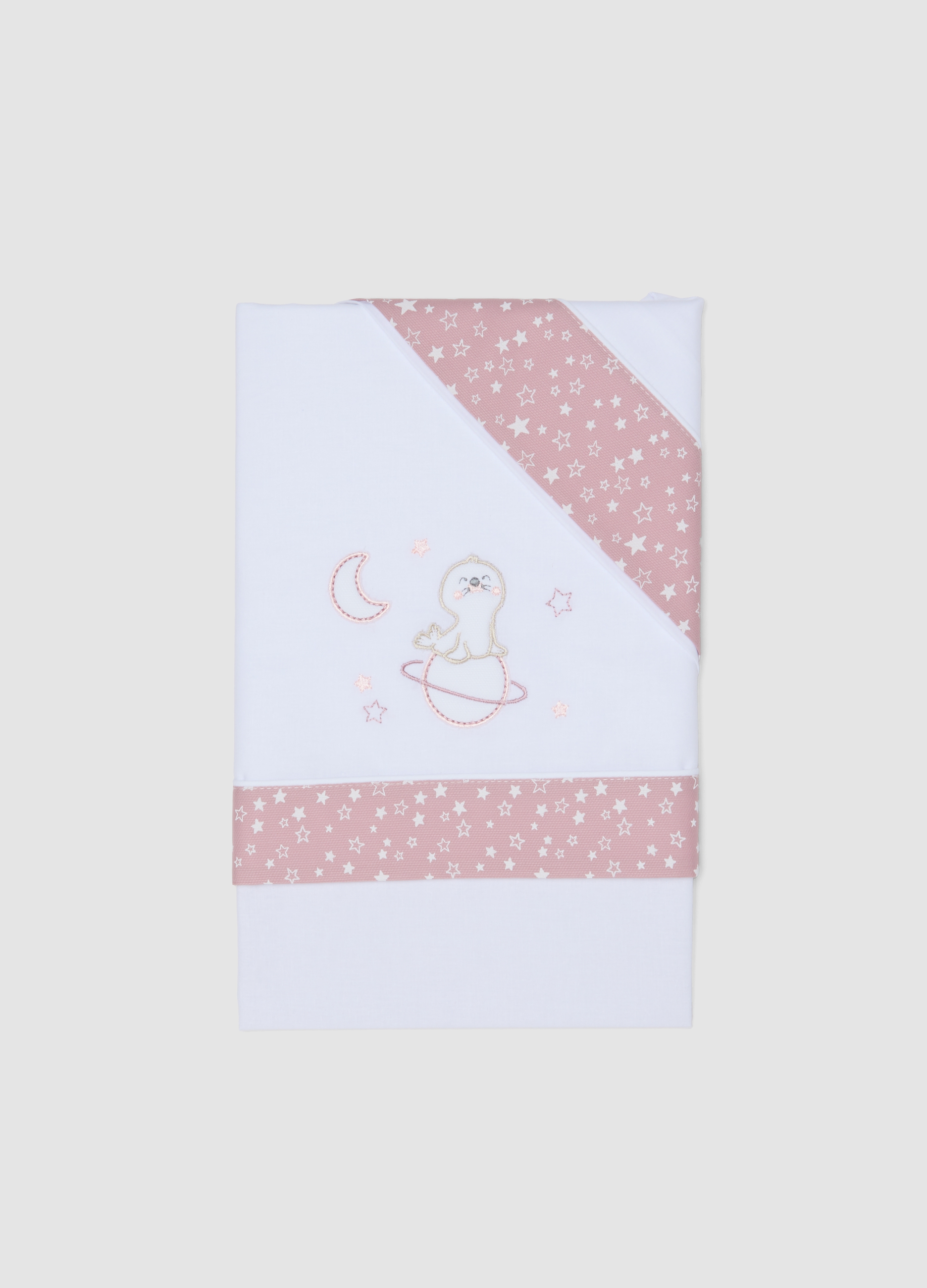 FAGOTTINO, Lenzuolino Bianco E Rosa In Puro Cotone Con Stampa Stelle Per Neonata, Bianco, Taglia: ONE SIZE