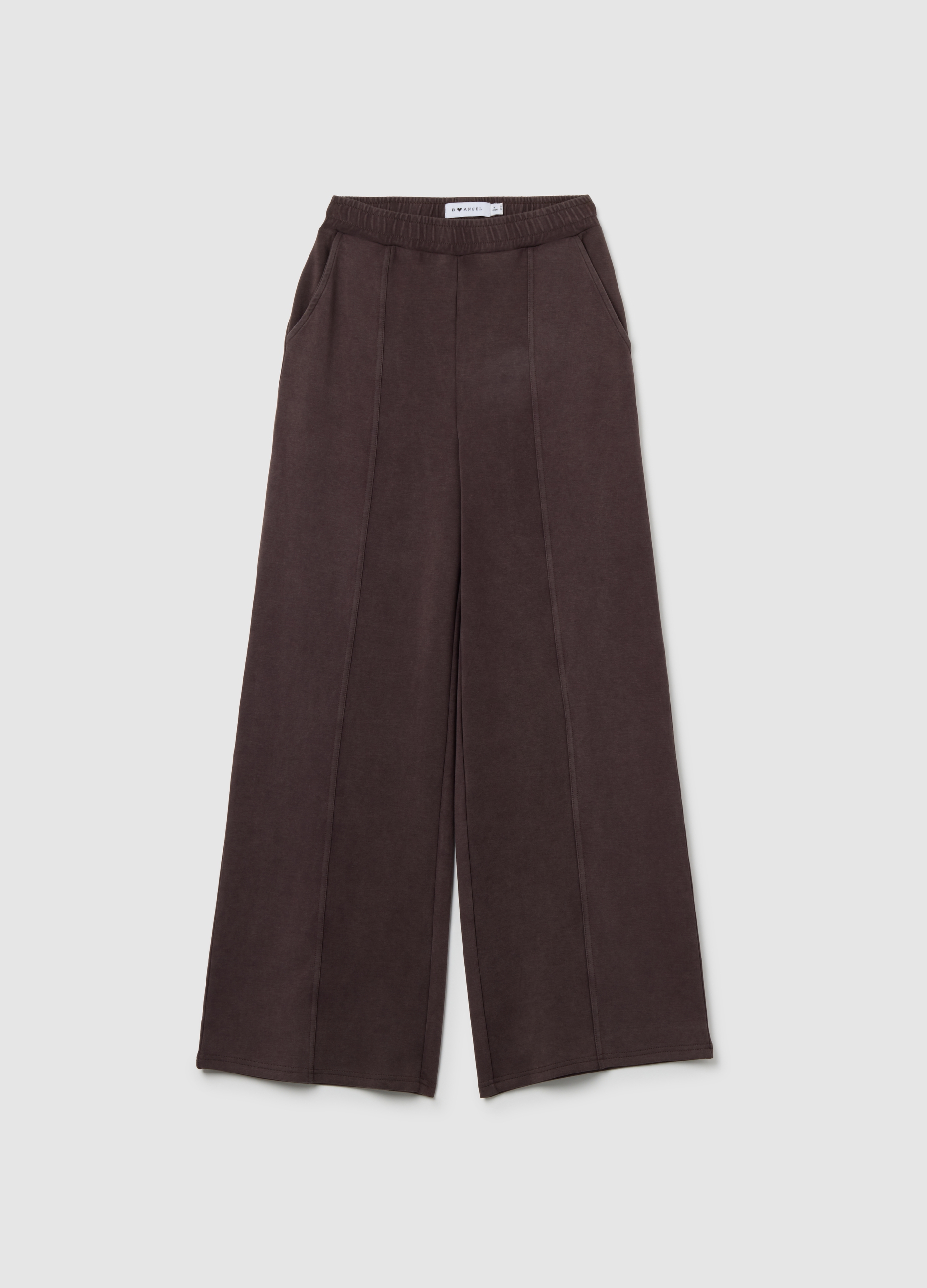 Pantalones Marrones De Algodón Elástico Con Ajuste Oversize, Mujer, Marrón oscuro, Talla: 38