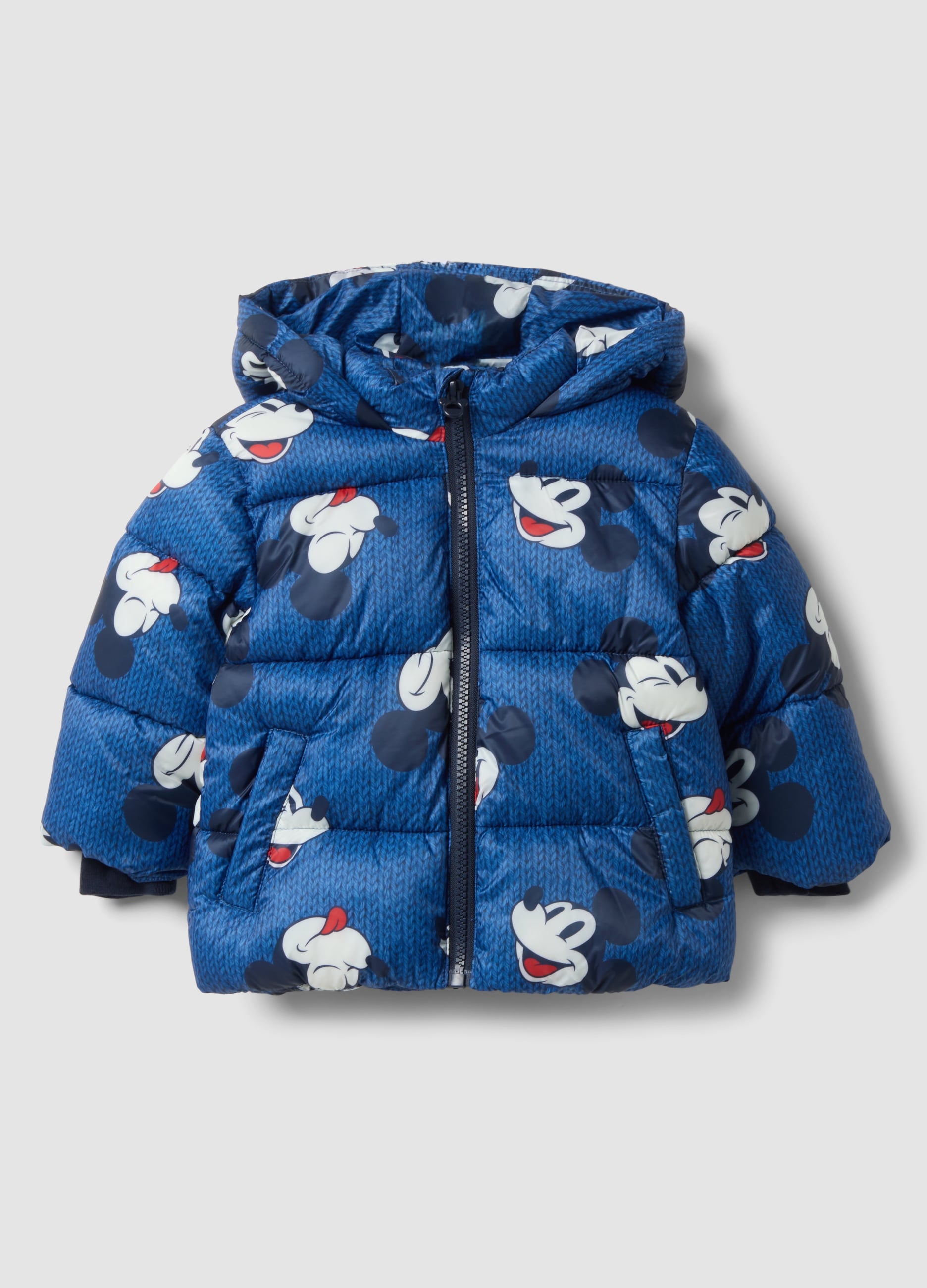 FAGOTTINO, Piumino Blu Con Cappuccio E Stampa Mickey & Friends, Bambino, Blu, Taglia: 9-12