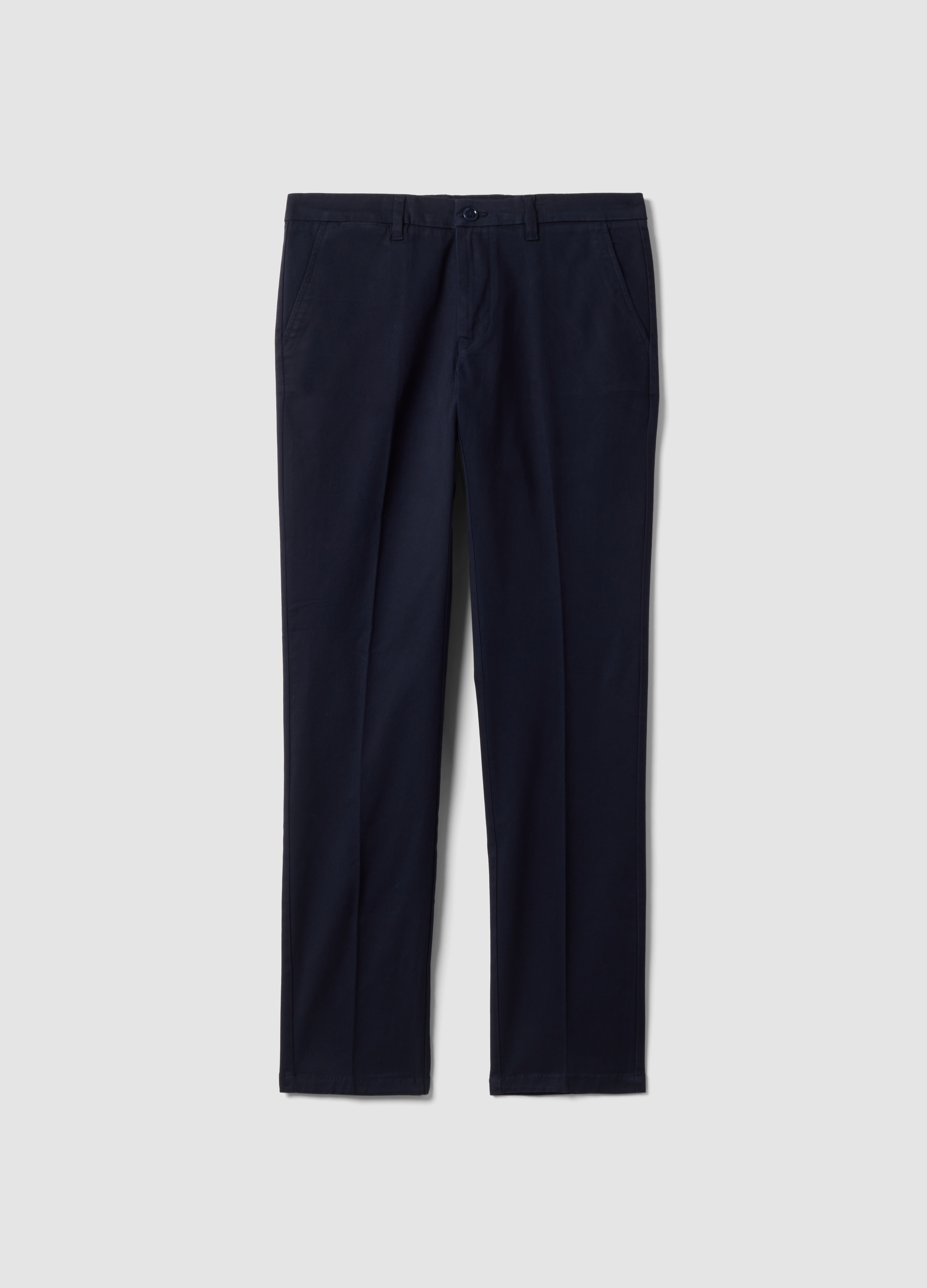 OVS, Pantaloni Chino Blu In Twill Di Cotone Elasticizzato Slim Fit, Uomo, Blu, Taglia: 52