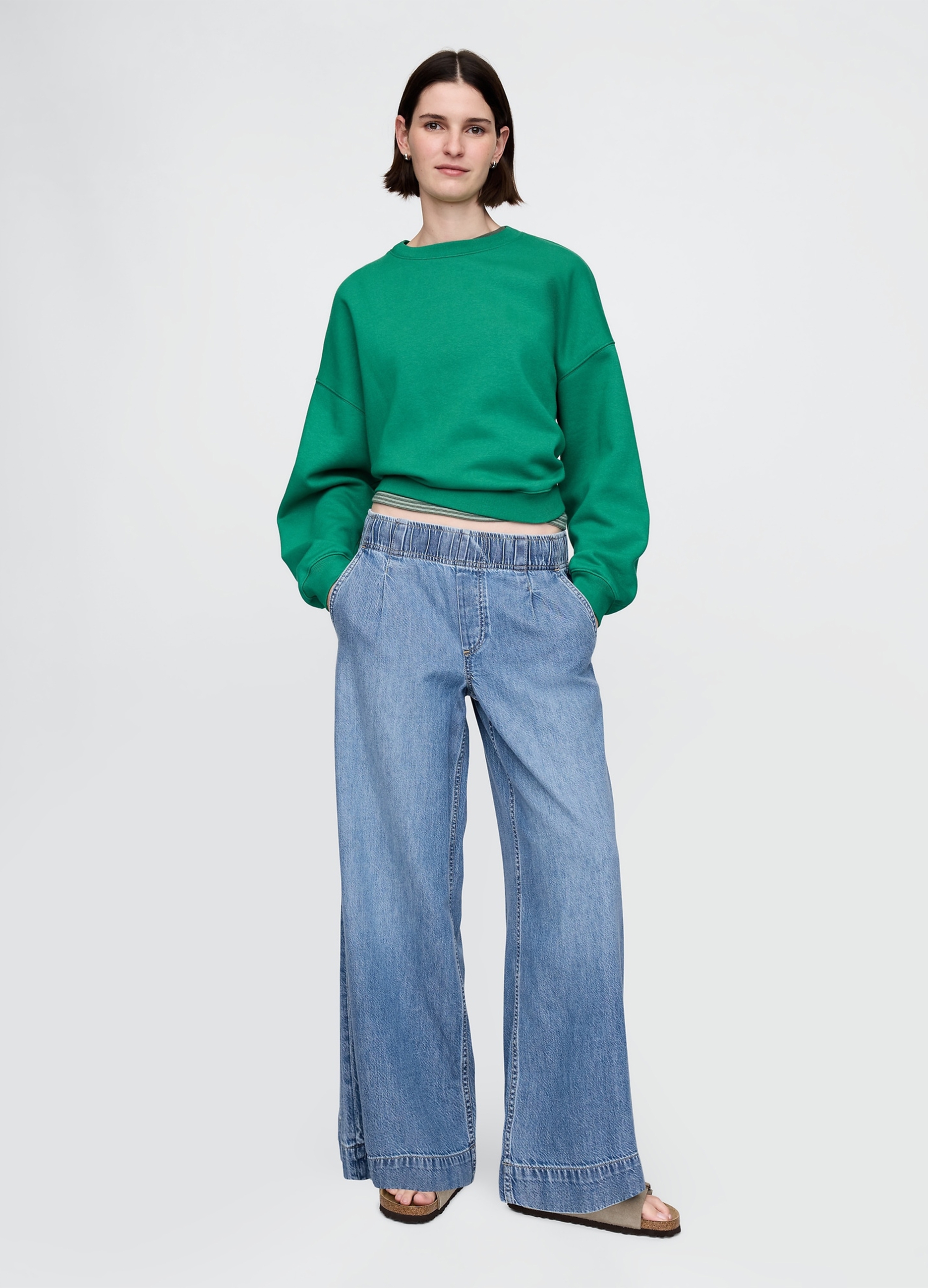 GAP, Jeans A Gamba Larga, Donna, Denim, Taglia: L