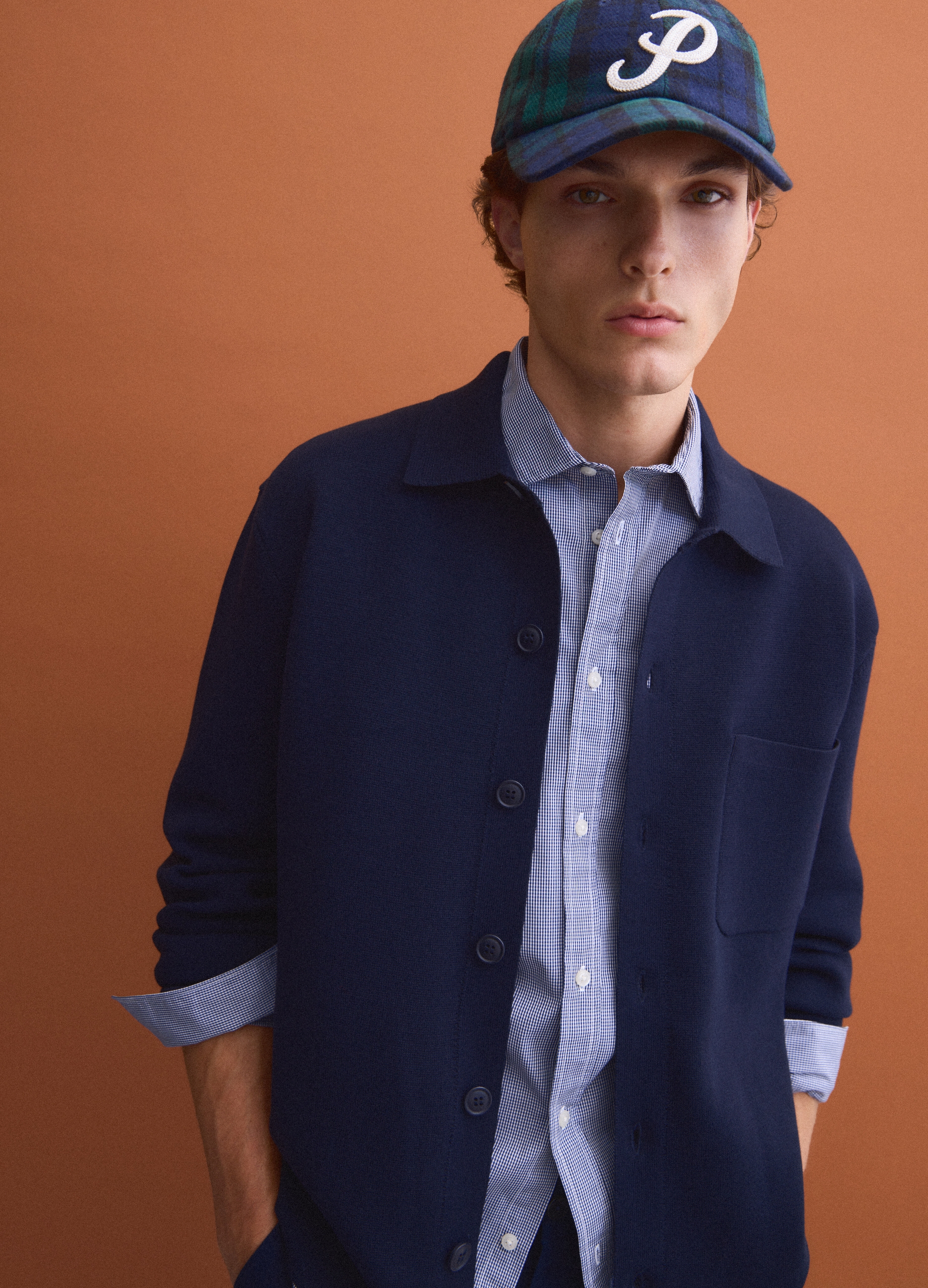 PIOMBO, Cardigan Blu Con Colletto In Misto Cotone Regular Fit, Uomo, Blu, Taglia: L