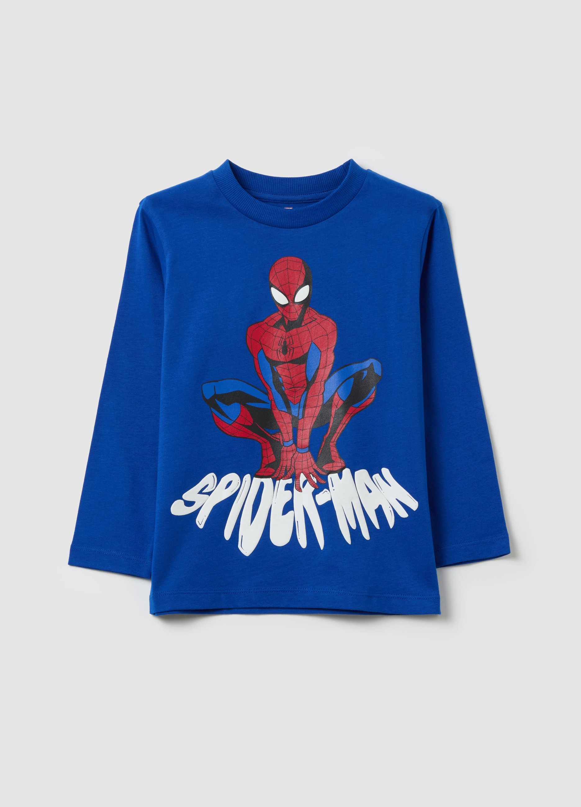 MARVEL, Camiseta De Manga Larga Estampado Spider-man, Niño, Azul real, Talla: 4-5
