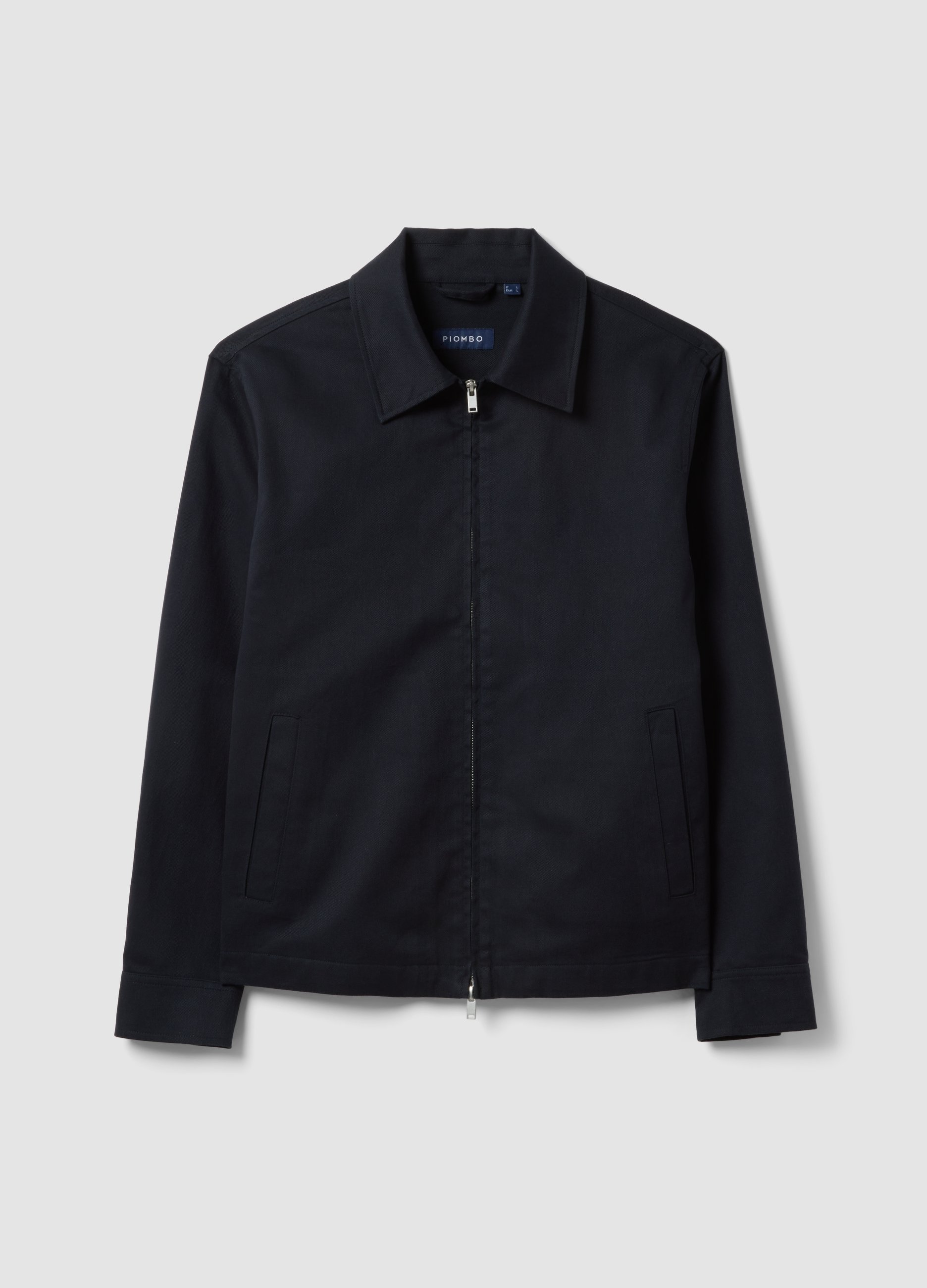 Piombo Contemporary, Giubbotto In Misto Cotone E Lino Blu Regular Fit Con Zip, Uomo, Blu, Taglia: XL