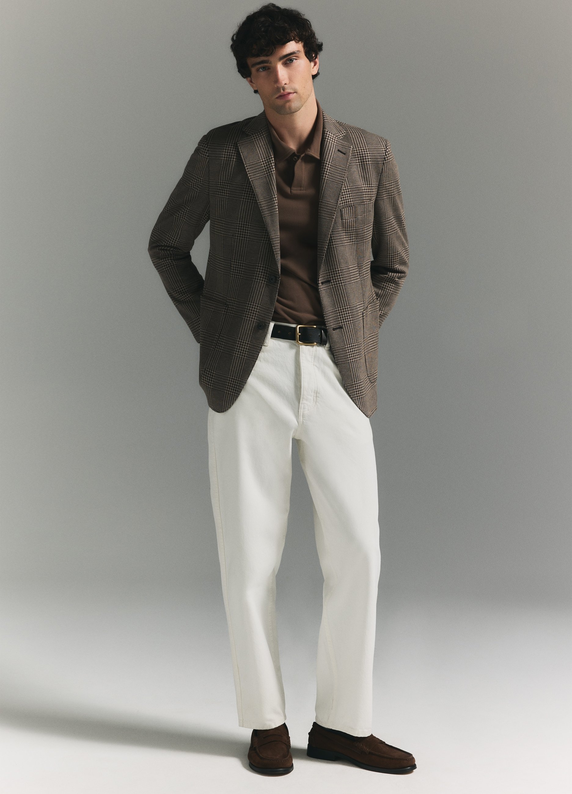 Piombo Contemporary, Blazer Marrone A Quadri Regular Fit E Bottoni, Uomo, Marrone, Taglia: 50