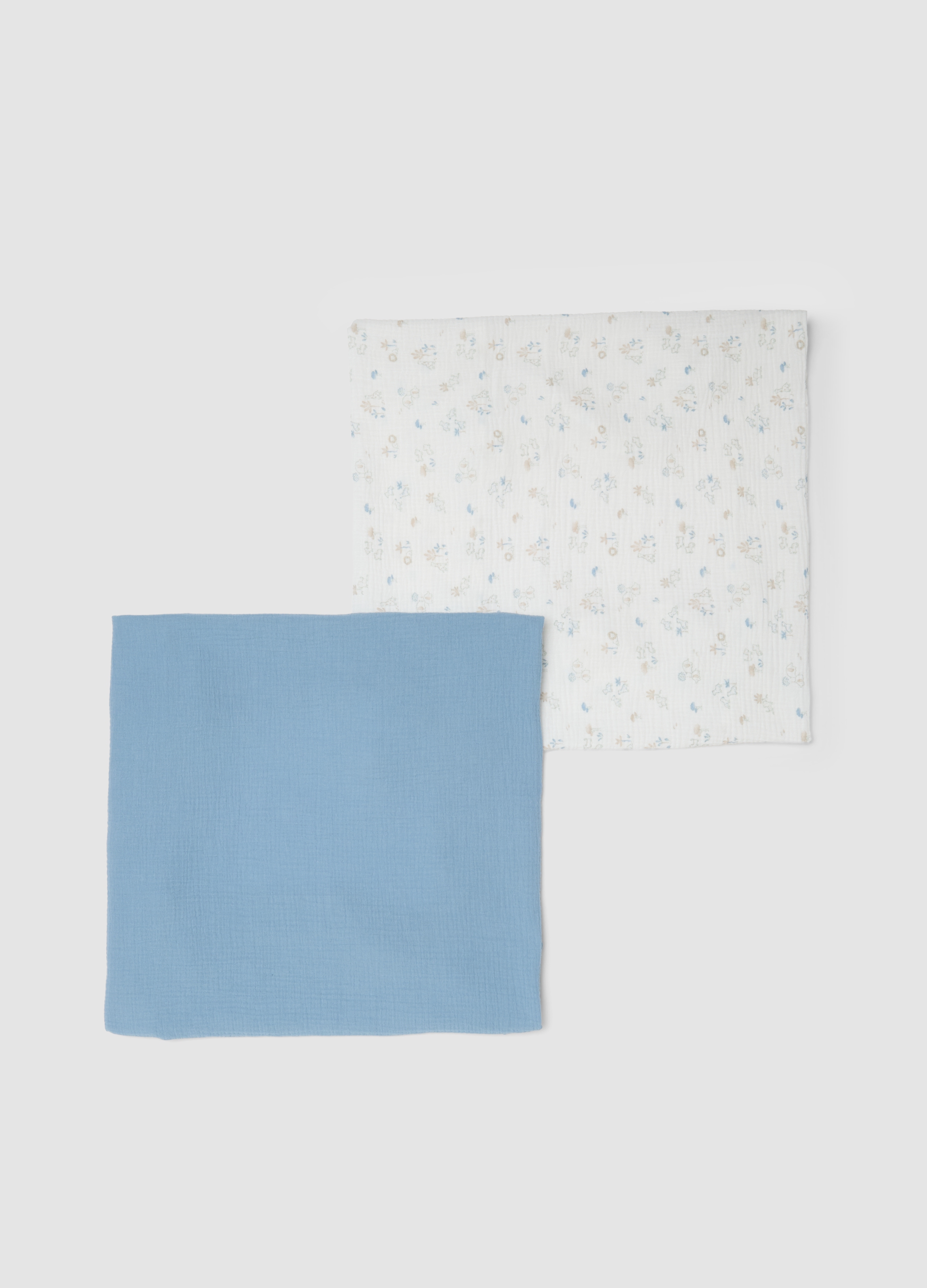 FAGOTTINO, Pack De Dos Mantas De Bebé Multicolor De Puro Algodón, Bebé Niño, Blanco/azul claro, Talla: FASUL