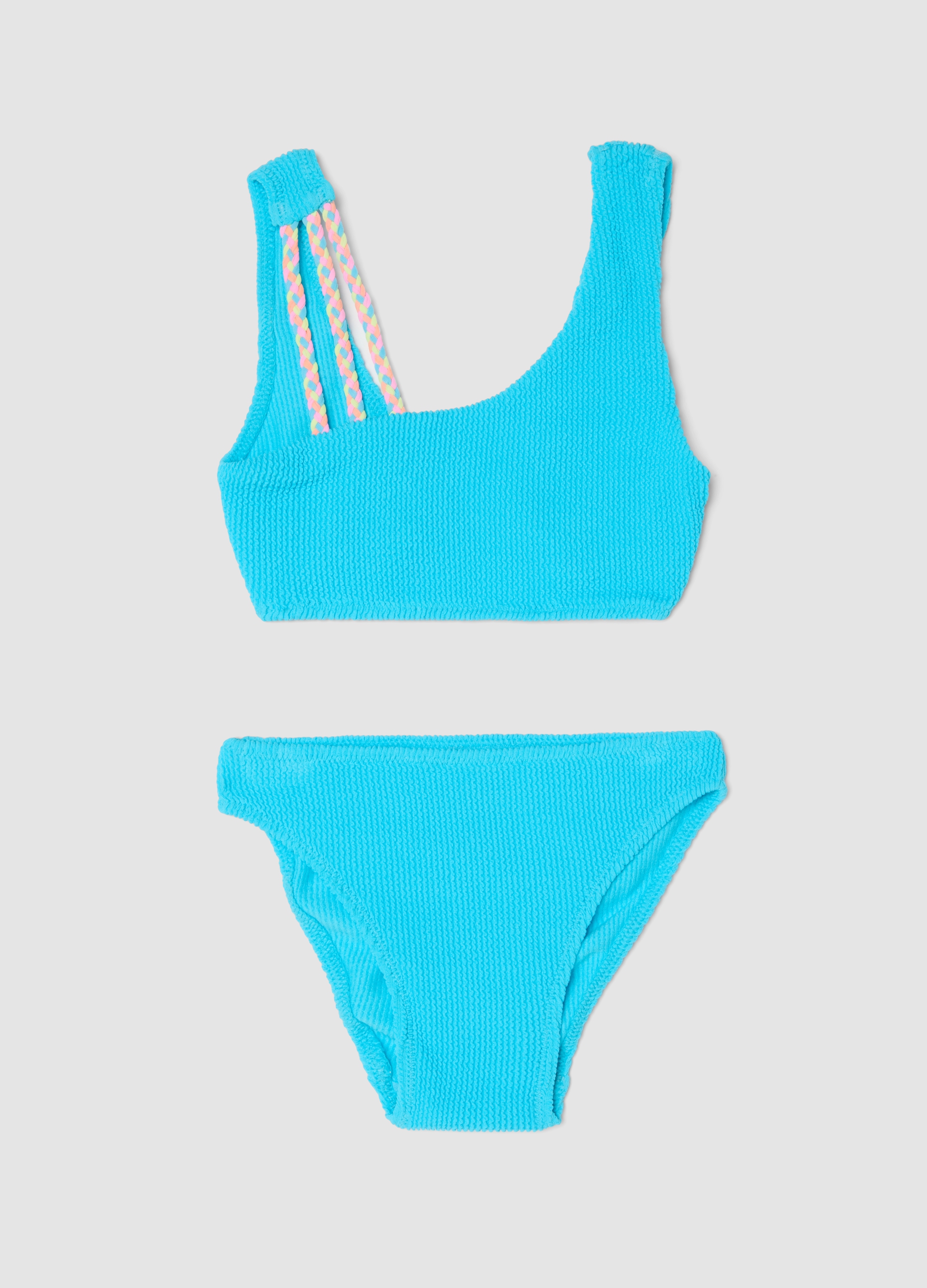 Ovs Kids Donna Azzurro Bikini In Tessuto Elasticizzato A Fascia, Bambina, Taglia: 7-8