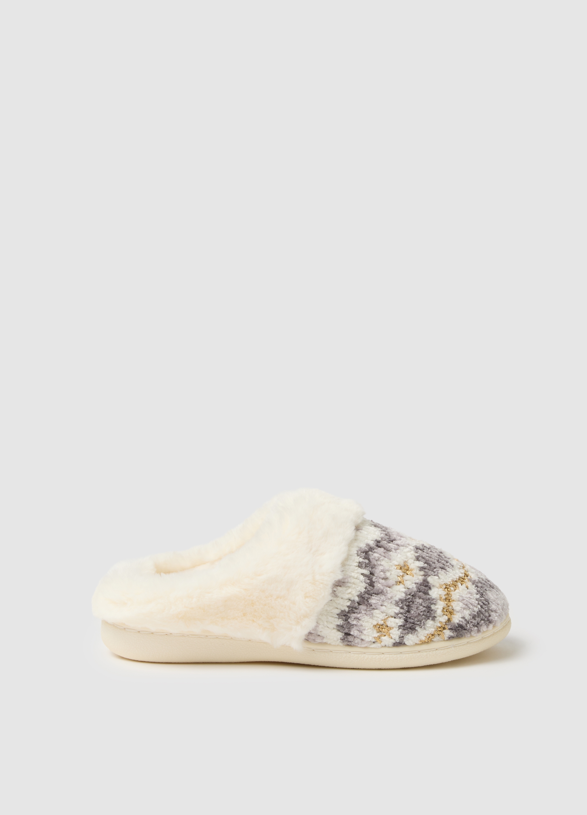 OVS, Pantofole Grigie Con Motivo Intrecciato, Donna, Multicolor, Taglia: 38-39