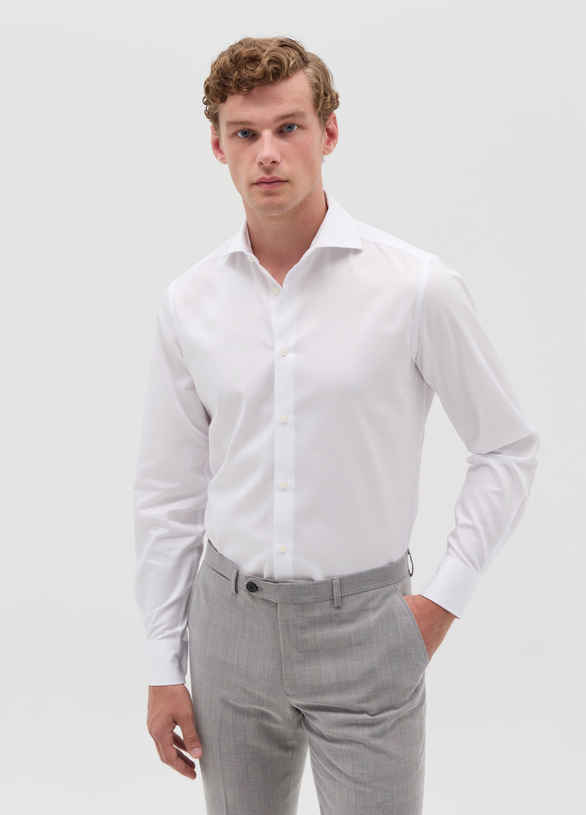 Camisa Slim Fit Planchado Fácil, Hombre, Blanco óptico, Talla: 41