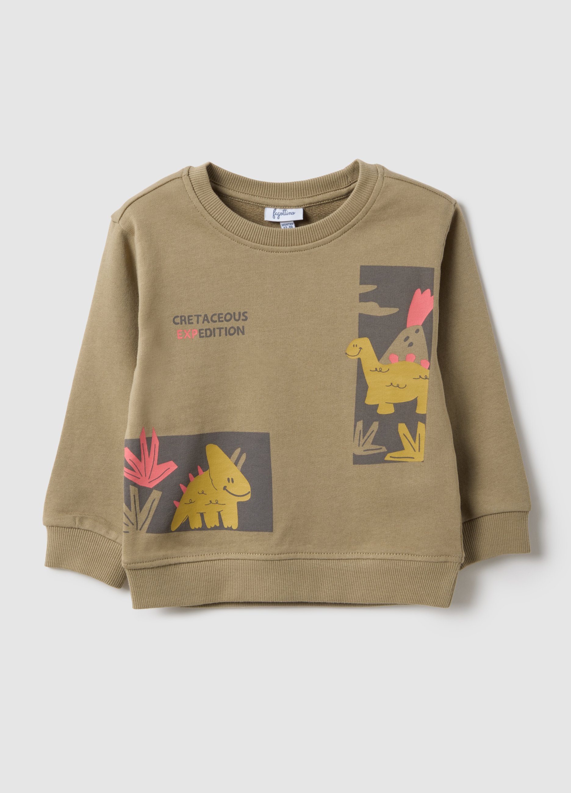 FAGOTTINO, Sudadera Beige De Puro Algodón Regular Fit Para Niños Con Estampado, Niño, Beige Claro, Talla: 24-30