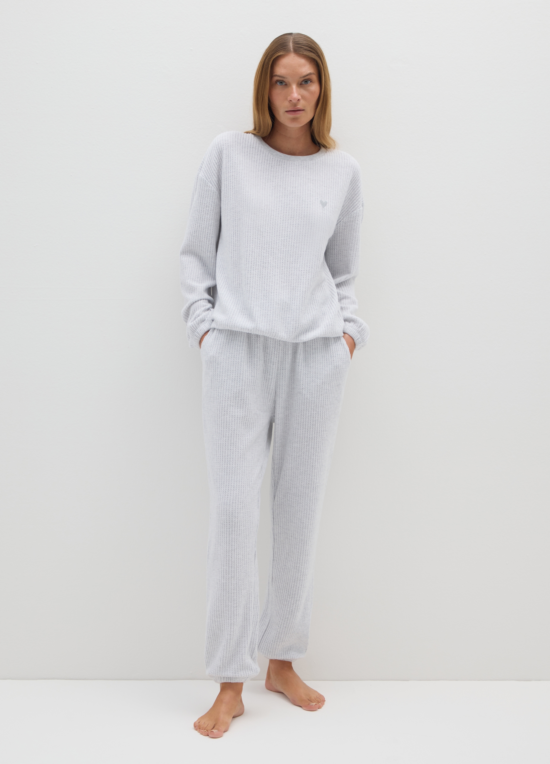 OVS, Pigiama In Tessuto Elasticizzato Grigio Regular Fit, Donna, Grigio, Taglia: XXL