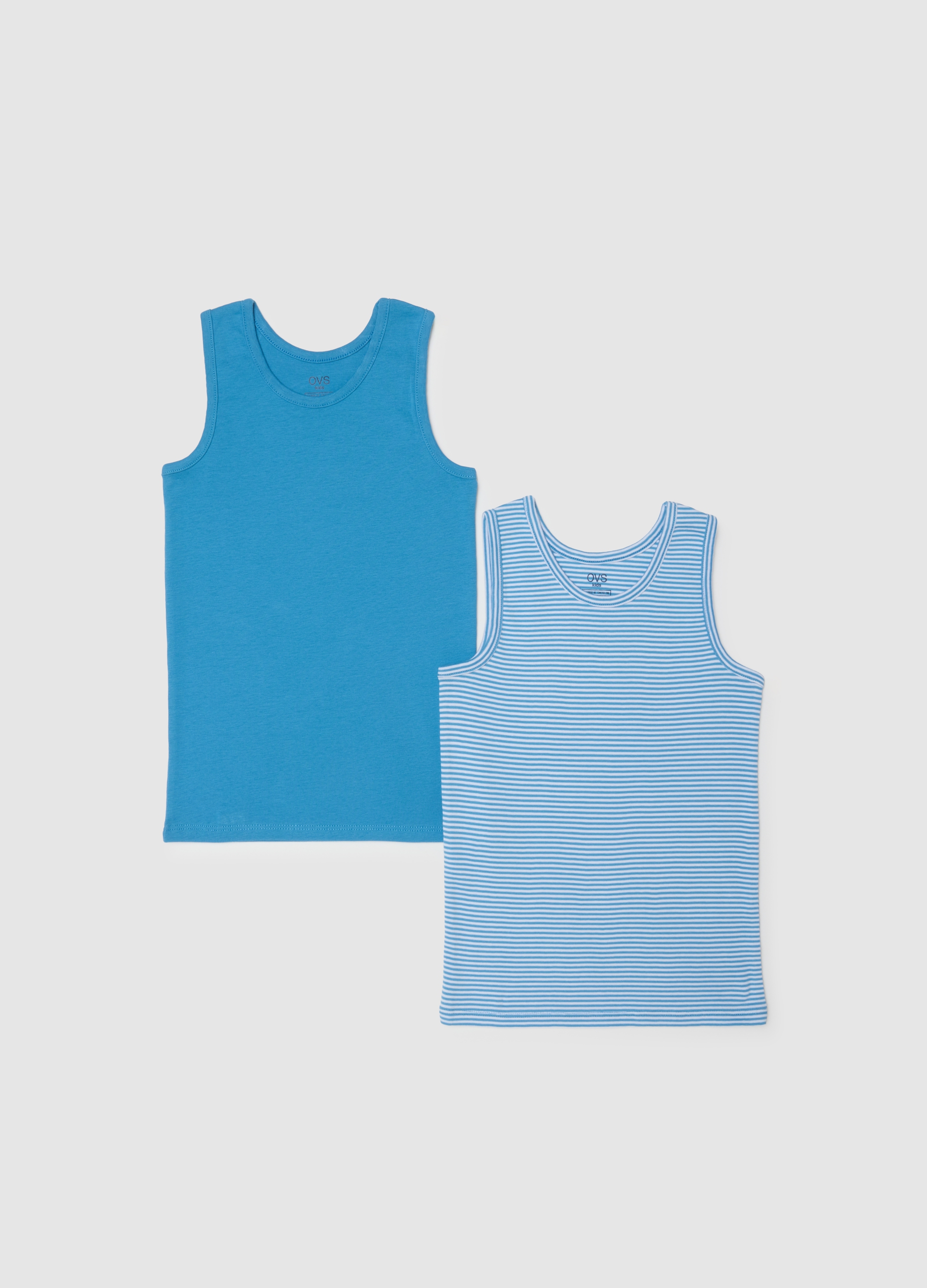 OVS KIDS, Paquete Doble De Camisetas De Algodón Multicolor Para Niños, Ajuste Regular, Niño, Azul Cielo/Azul, Talla: 7-8