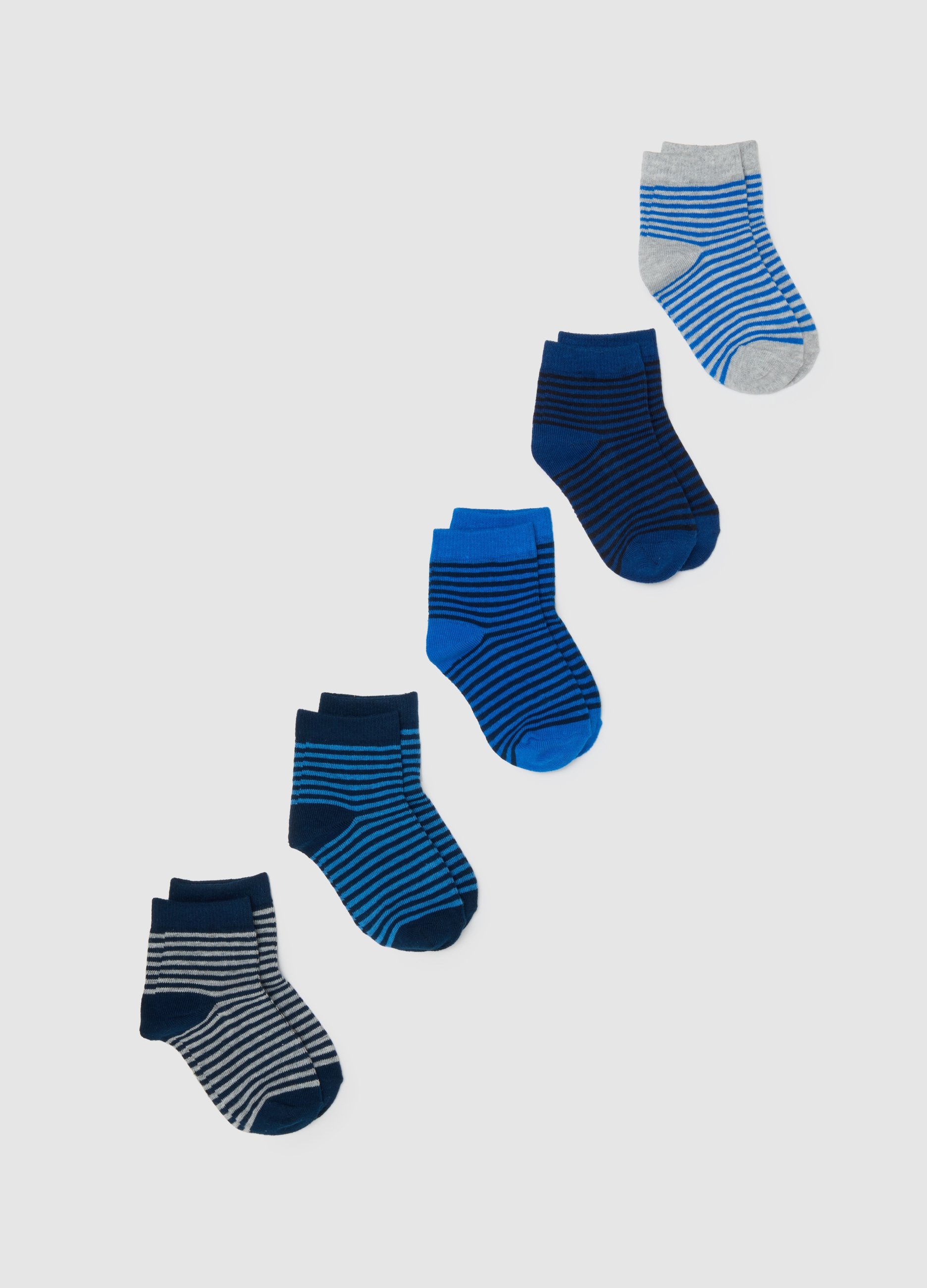 OVS KIDS, Multipack Di Cinque Calze Corte Multicolor Da Bambino In Cotone, Multicolor, Taglia: 37/39