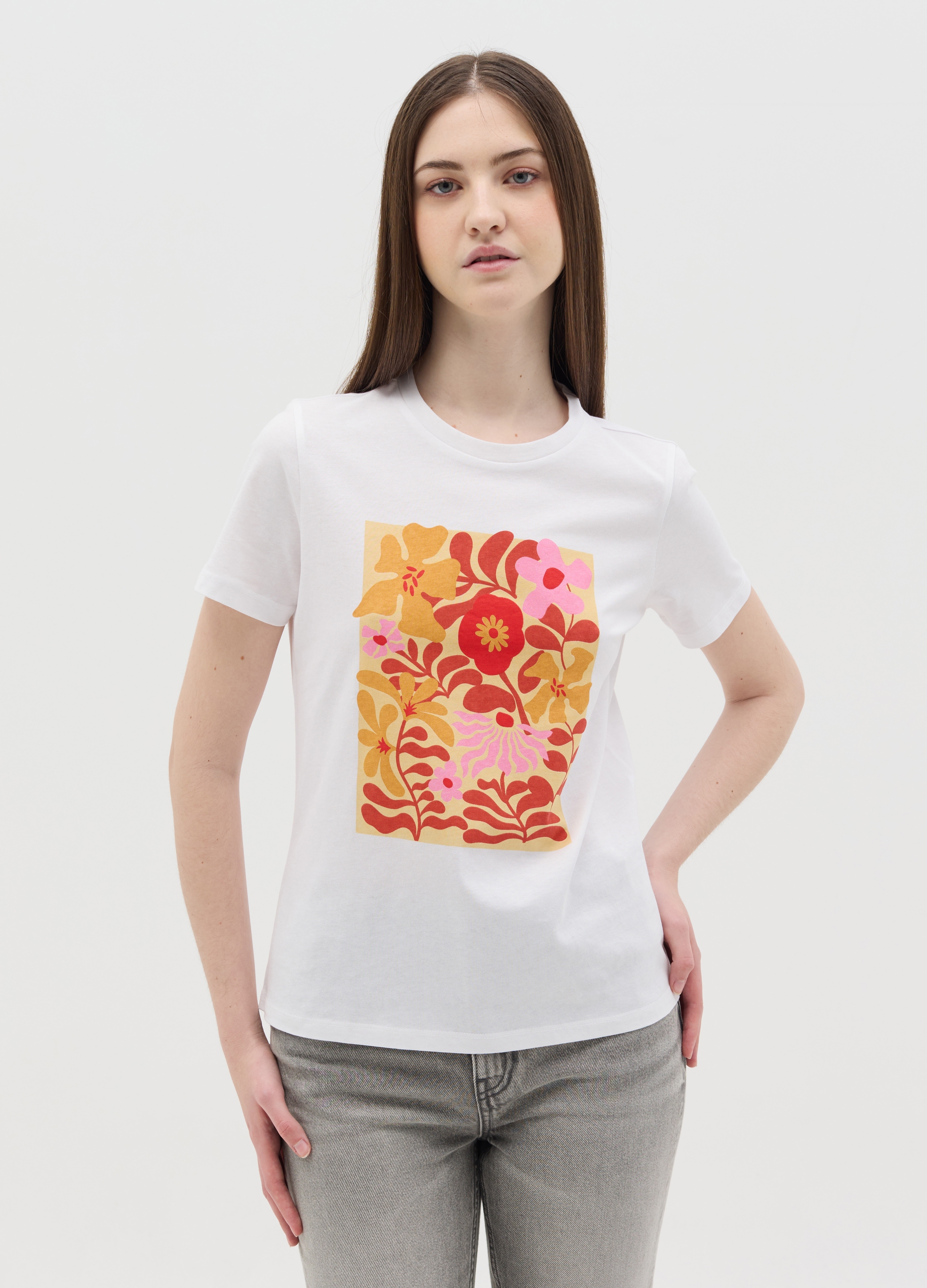 OVS , T-shirt Da Donna In Puro Cotone Multicolor Regular Fit, Multicolor, Taglia: XS