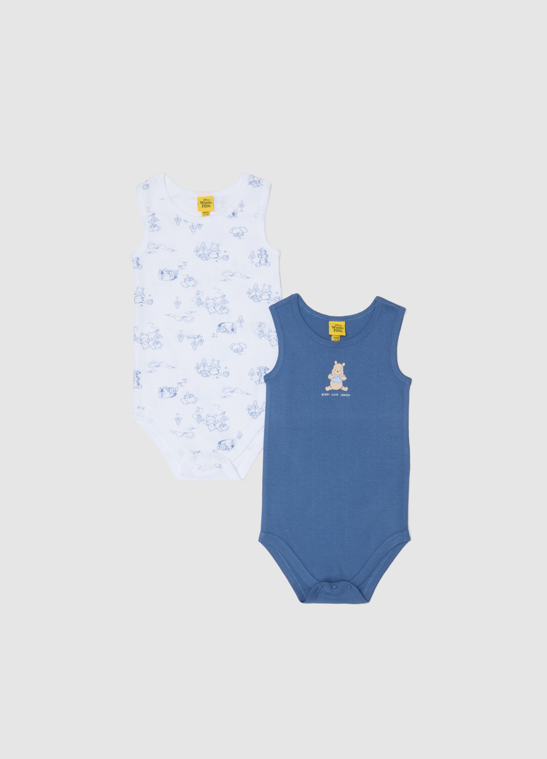 FAGOTTINO, Bipack De Bodies De Algodón Puro Multicolor Para Recién Nacido Con Winnie-the-pooh, Niño, Blanco/azul, Talla: 24-30
