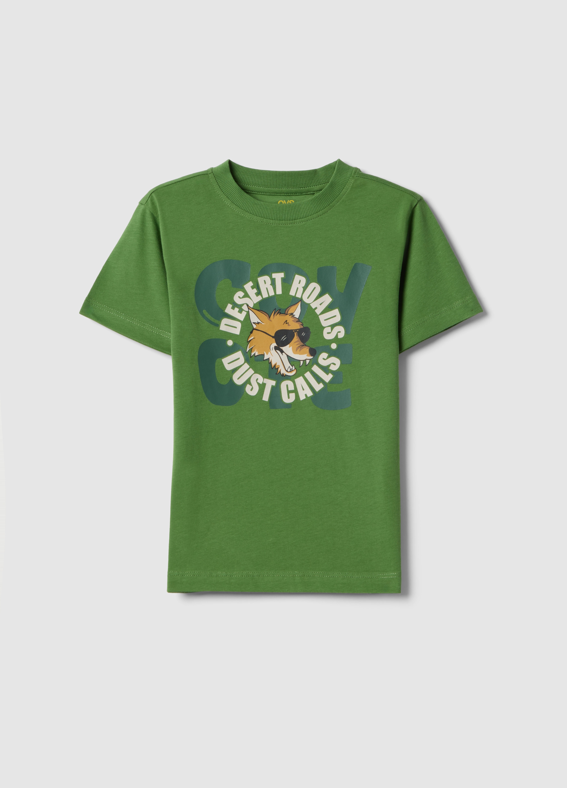 OVS KIDS, Camiseta Verde De Puro Algodón Con Ajuste Regular Para Niños Con Estampado, Niño, Verde claro, Talla: 3-4
