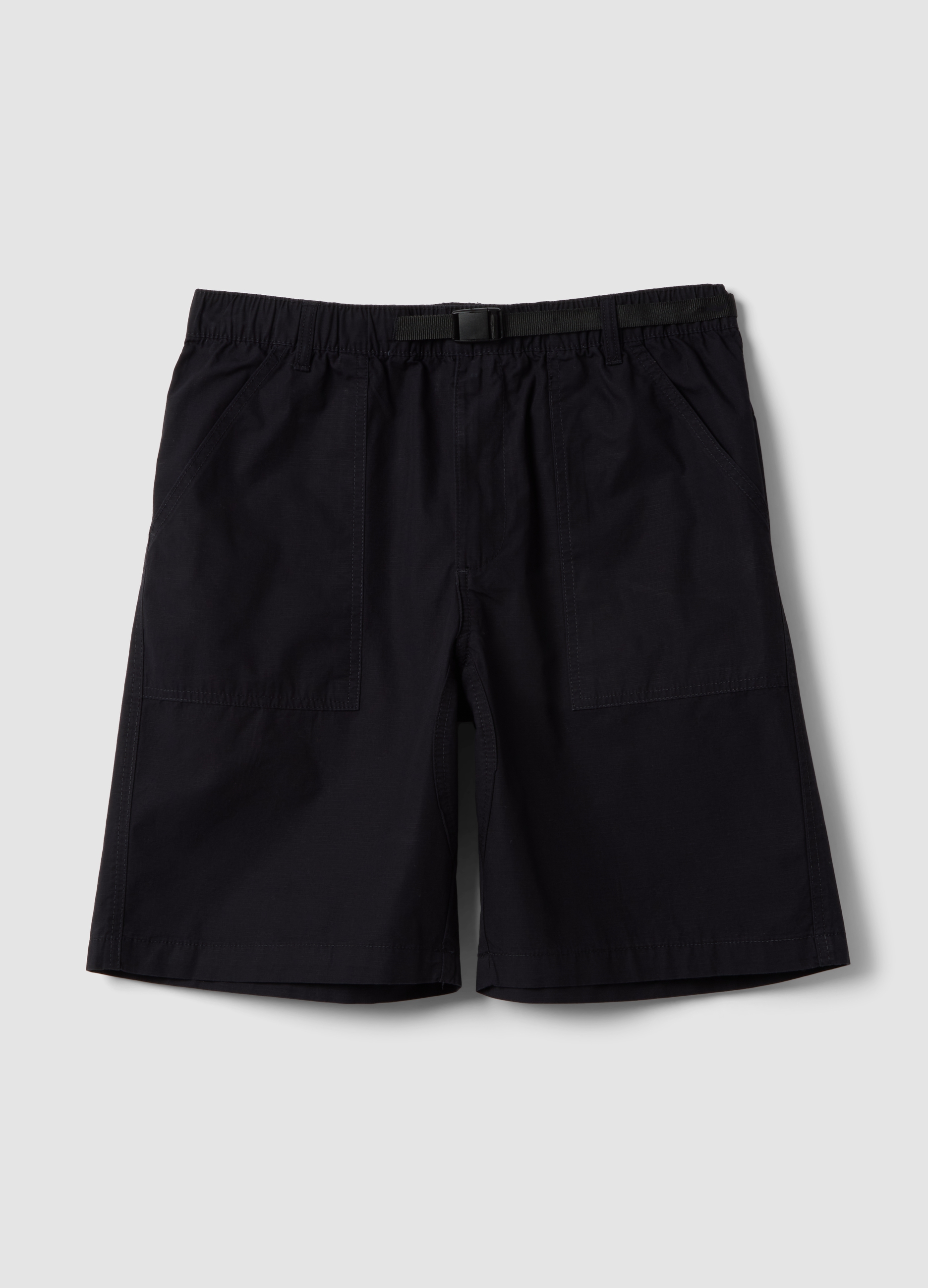 B.Angel, Shorts Blu In Puro Cotone Con Vita Elastica Baggy Fit, Mann, Nero, Größe, 48