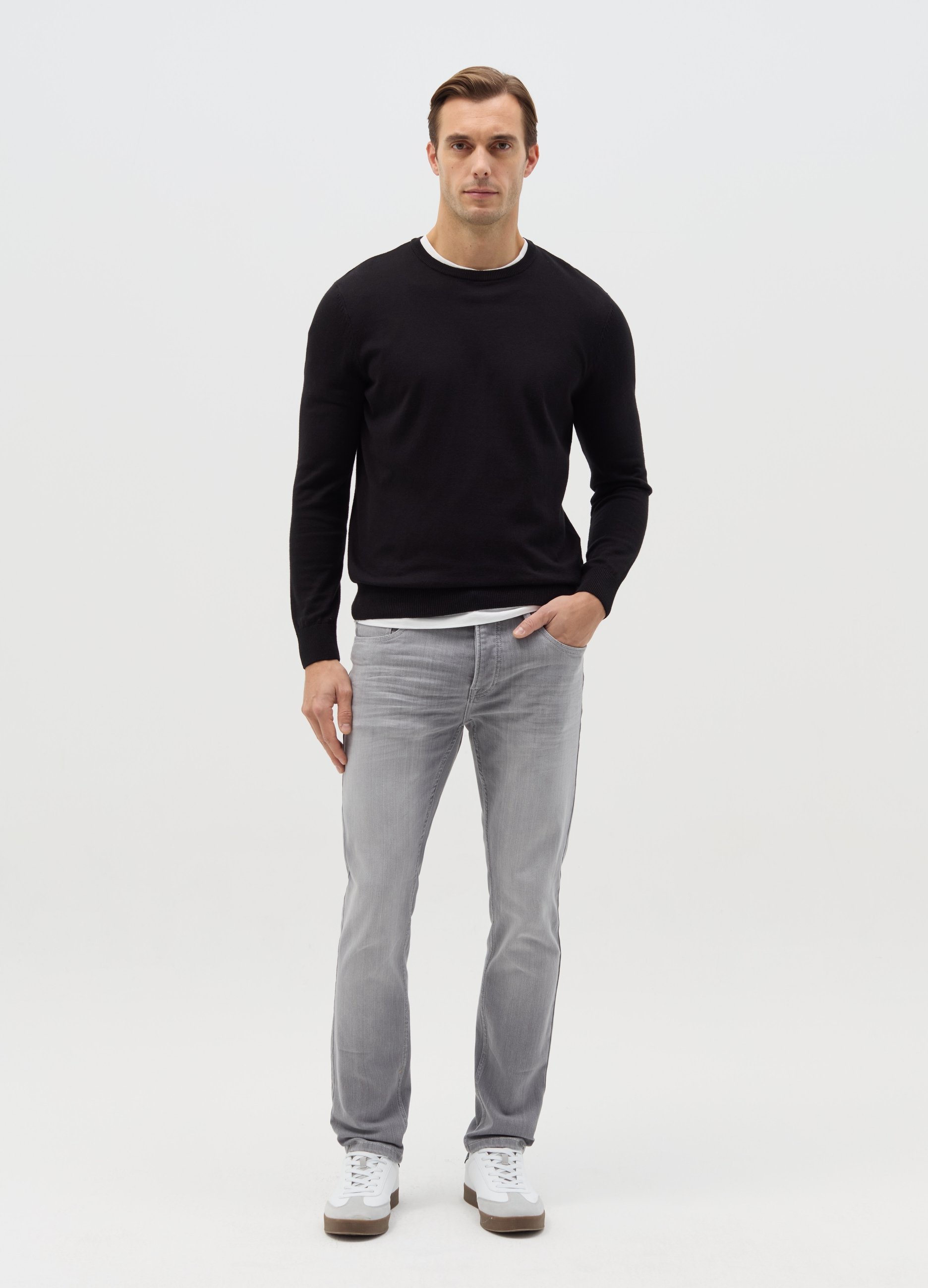 Vaqueros Skinny Fit Cinco Bolsillos, Hombre, Gris pizarra, Talla: 44