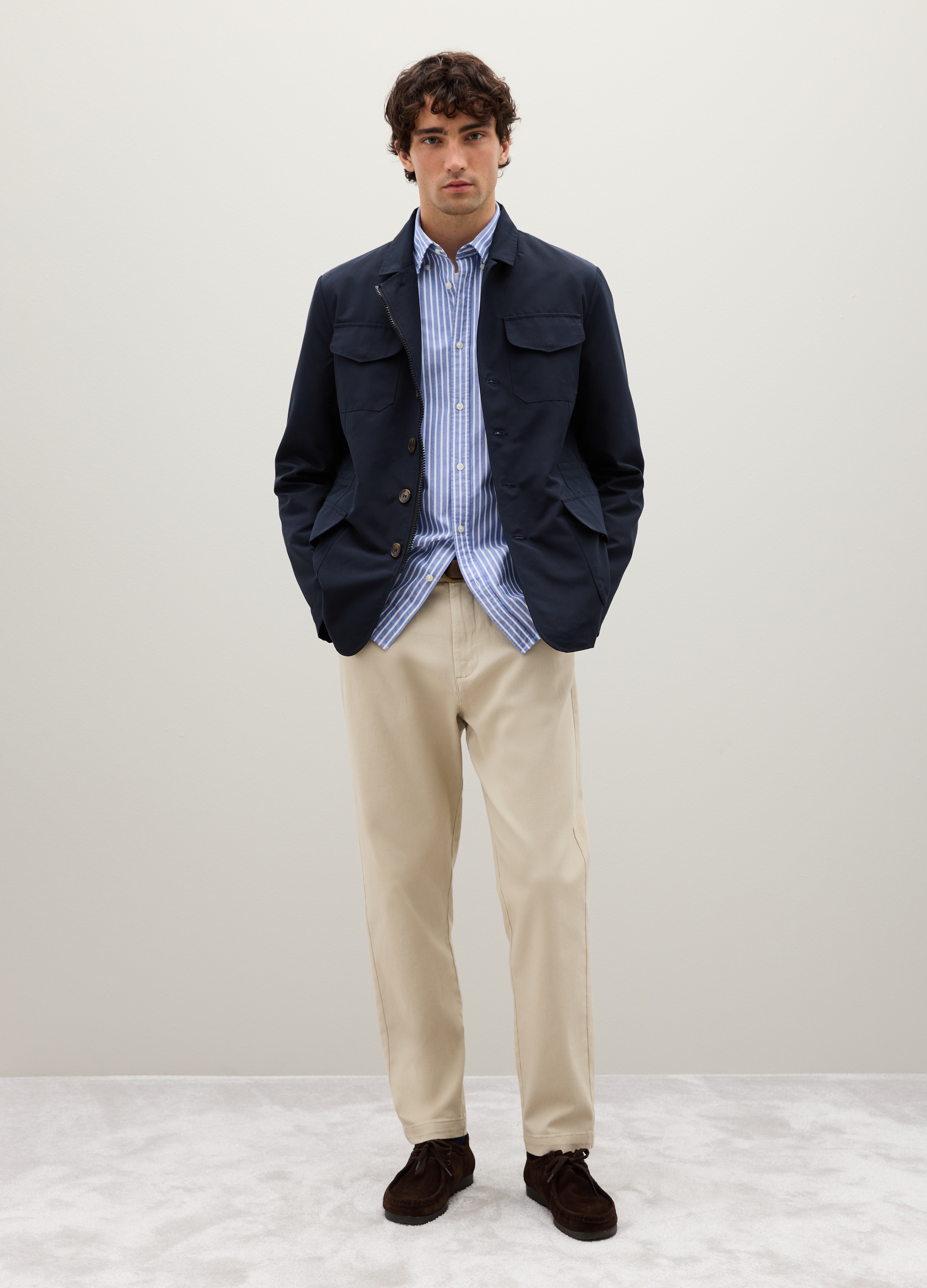 OVS, Pantalones Beige De Algodón Elástico Con Corte Zanahoria, Hombre, Gris hormigón, Talla: 54