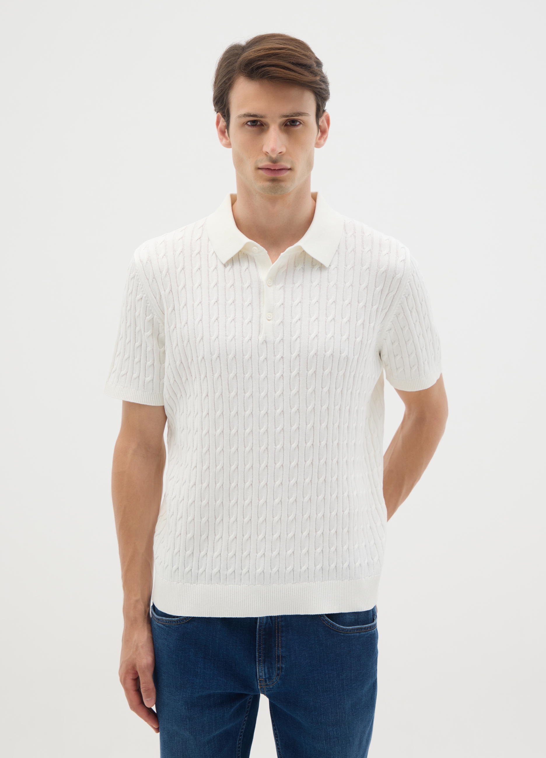 OVS, Maglia In Puro Cotone Blu Con Colletto Classico, Uomo, Blu, Taglia: M