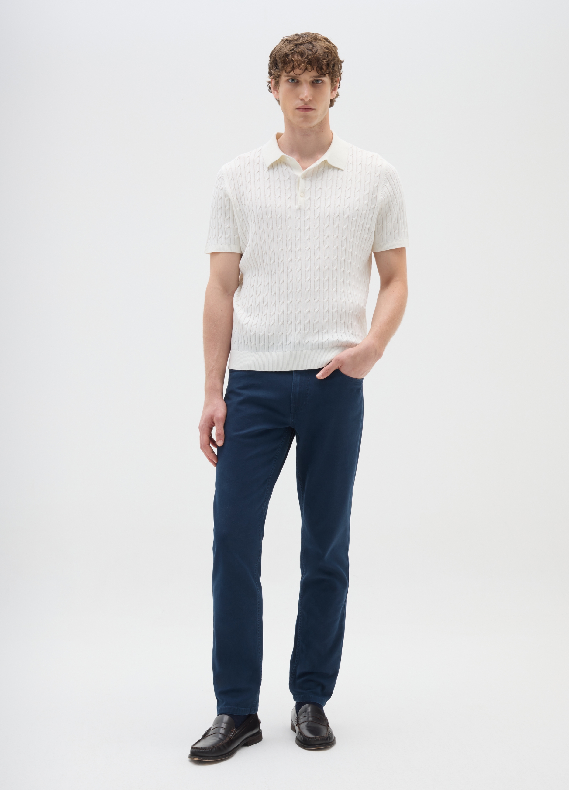 OVS, Pantalones Azul Slim Fit De Algodón Elástico, Hombre, Azul oscuro, Talla: 46