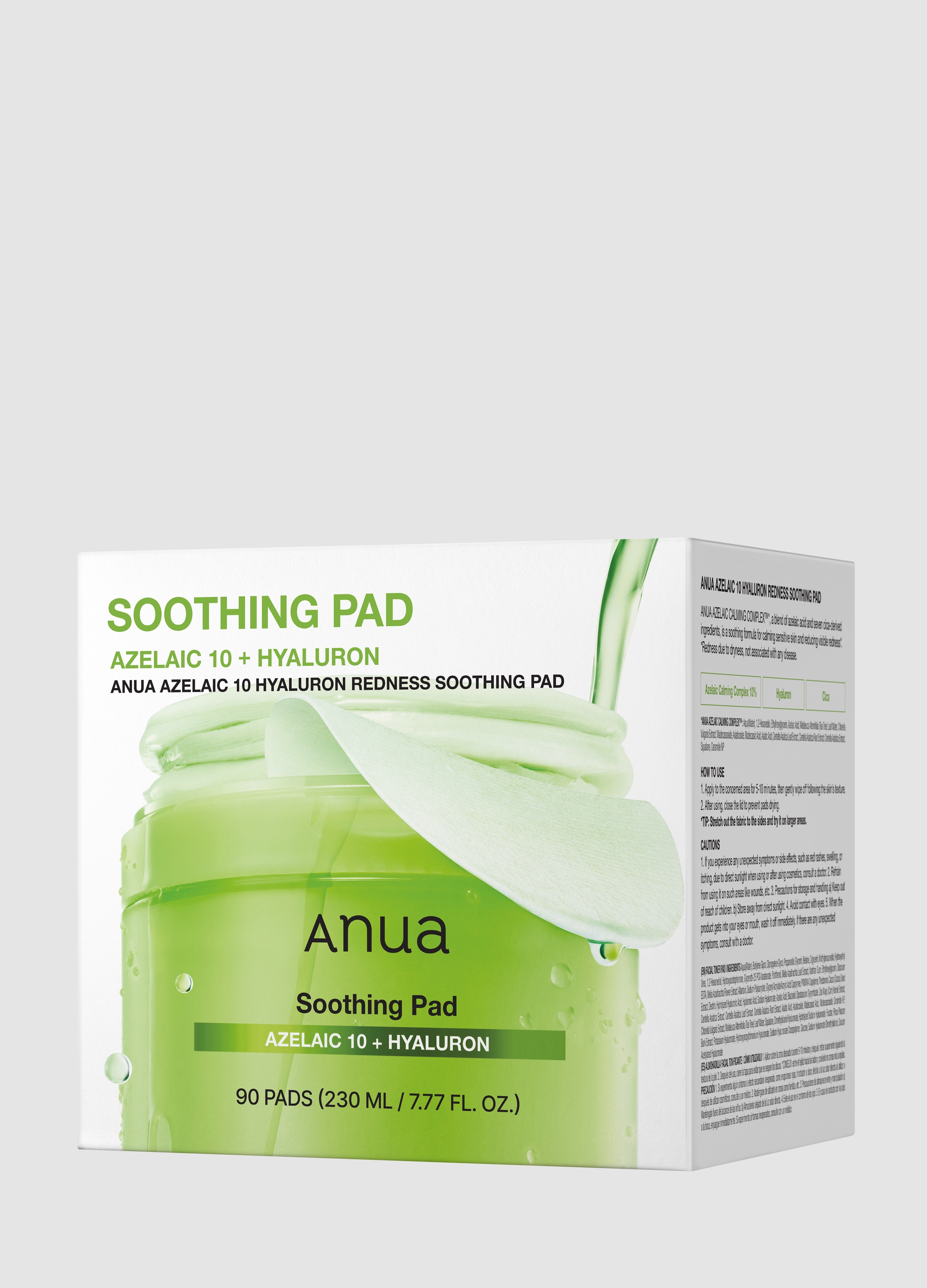 ANUA, Azelaic 10 Hyaluron Redness Soothing Pad 230ml 90 Pz - Skincare Coreana, Donna, Bianco, Taglia: FASUL