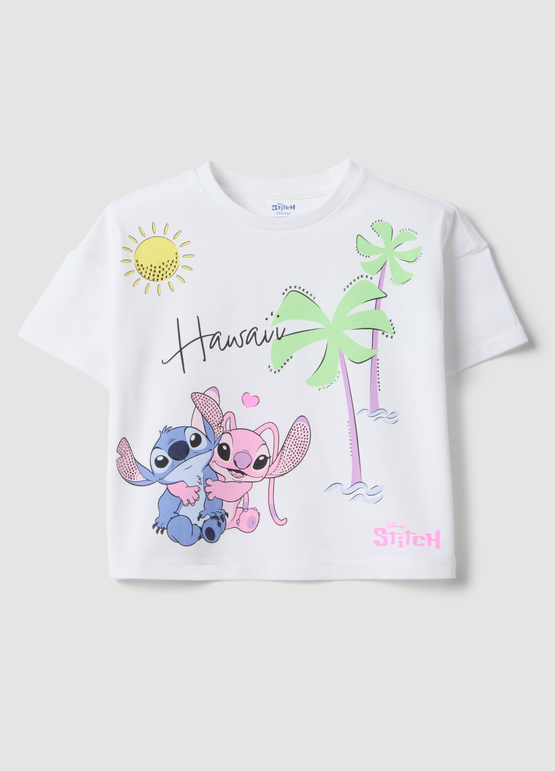 DISNEY, Camiseta Blanca De Algodón Elástico Para Niña Ajuste Regular, Niña, Blanco óptico, Talla: 4-5