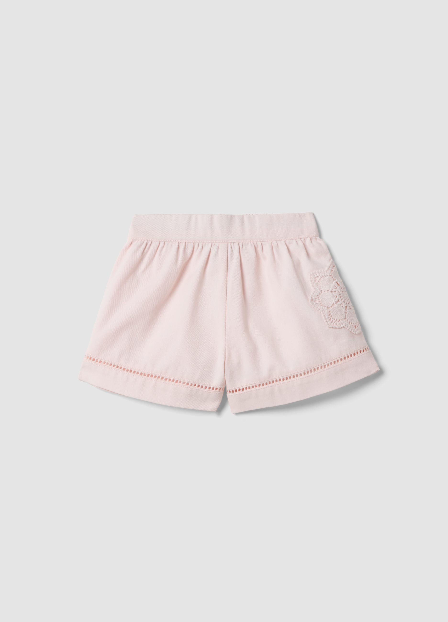 FAGOTTINO, Shorts Rosa In Puro Cotone Con Ricamo Traforato, Niña, Beige, Talla: 24-30