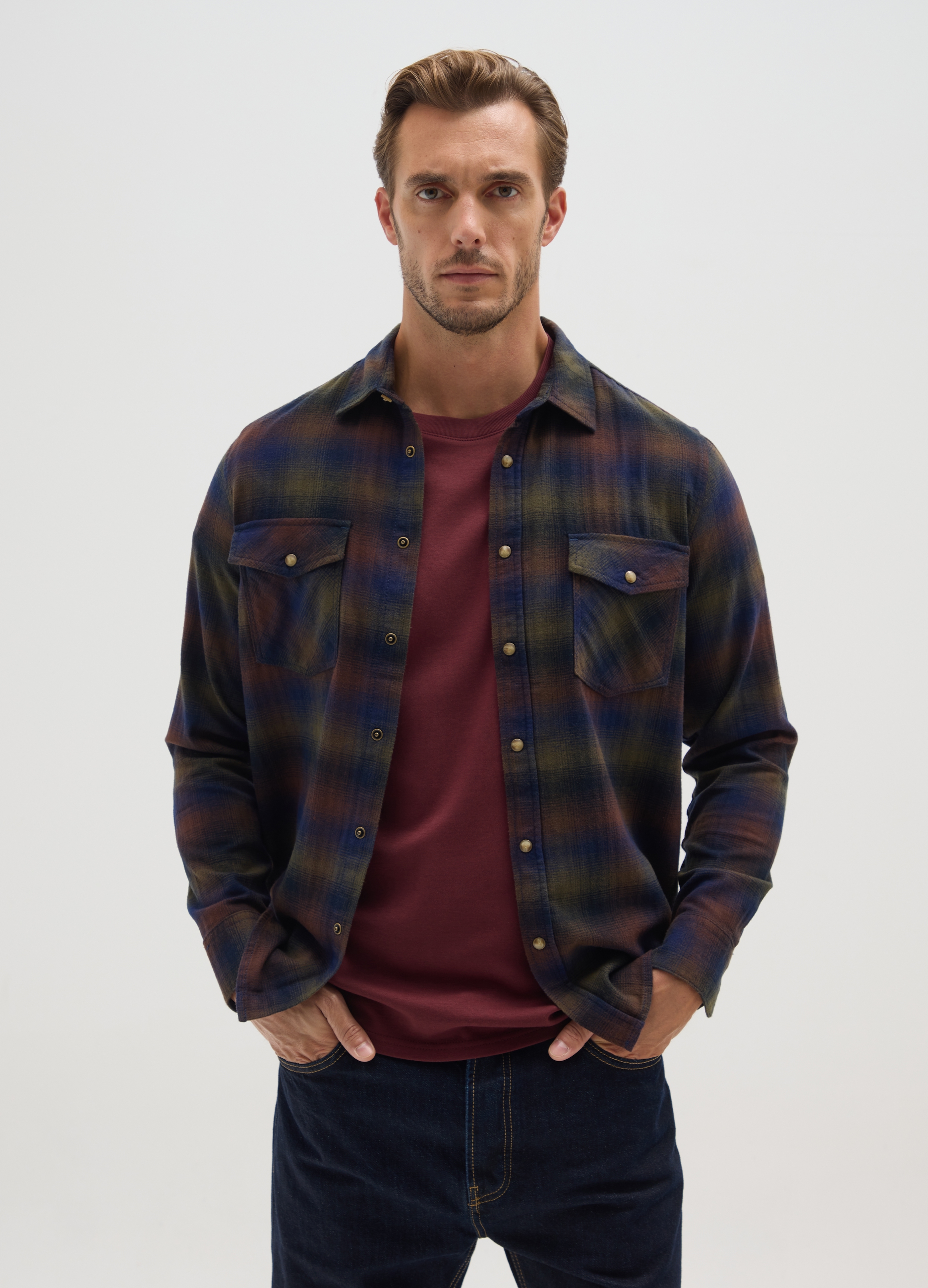 OVS, Camicia In Puro Cotone Multicolor Regular Fit A Quadri, Uomo, Multicolor, Taglia: L