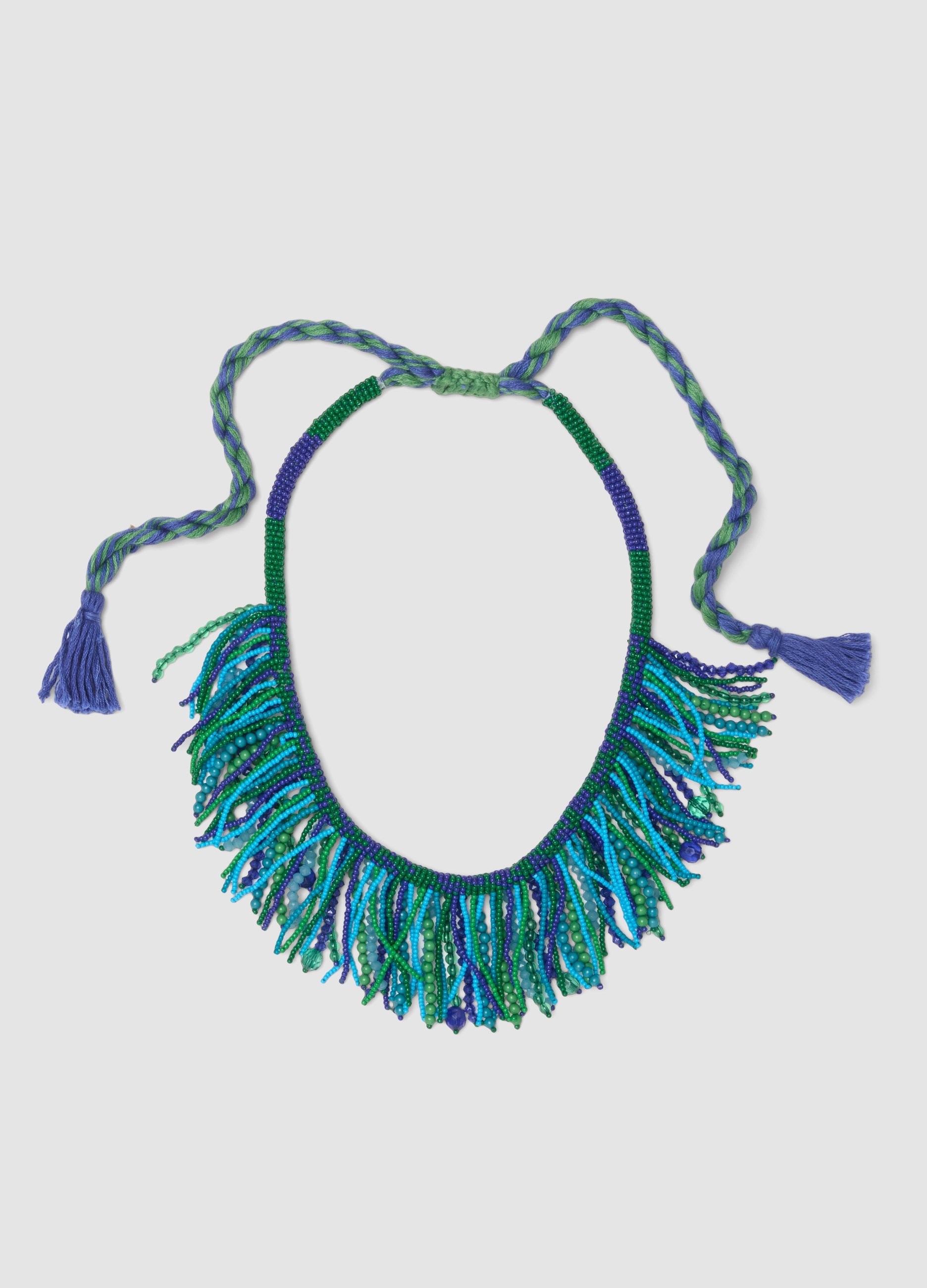 PIOMBO, Collar Multicolor Con Cuentas Y Flecos, Mujer, Naranja/rosa, Talla: FASUL