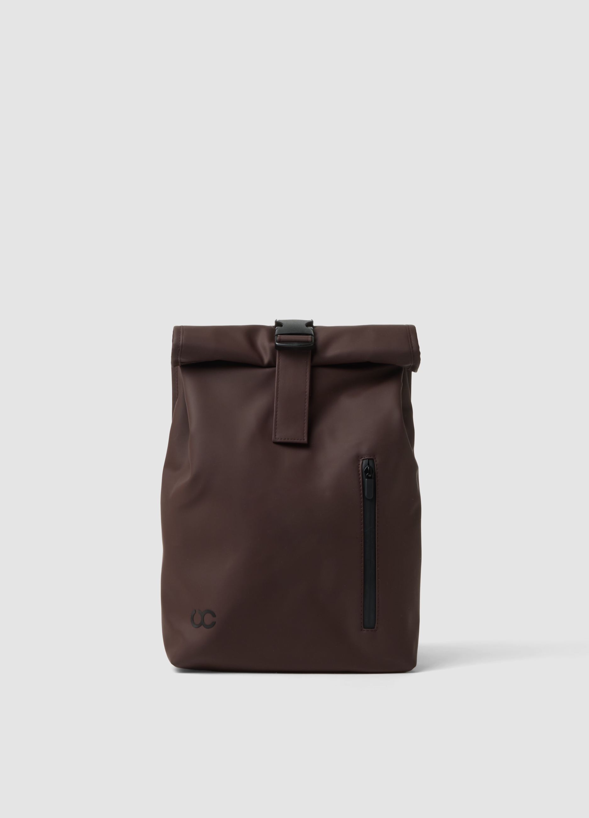 URBAN COMMUTER, Zaino Marrone Con Chiusura Roll-top E Zip Frontale, Donna, Marrone, Taglia: ONE SIZE