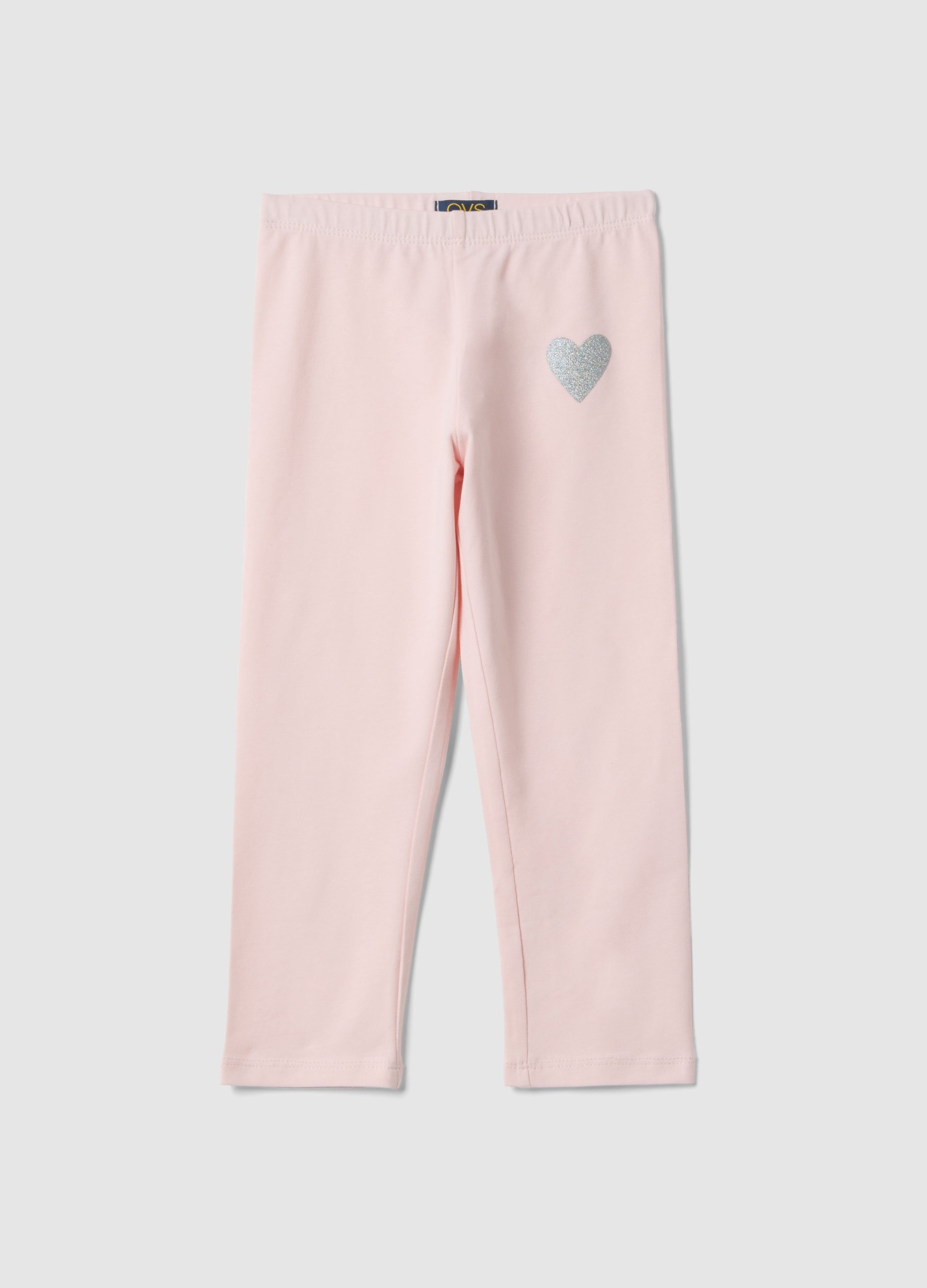 OVS KIDS, Leggings Rosa De Algodón Elástico Para Niña Ajuste Slim Con Corazón, Niña, Rosa pastel, Talla: 7-8