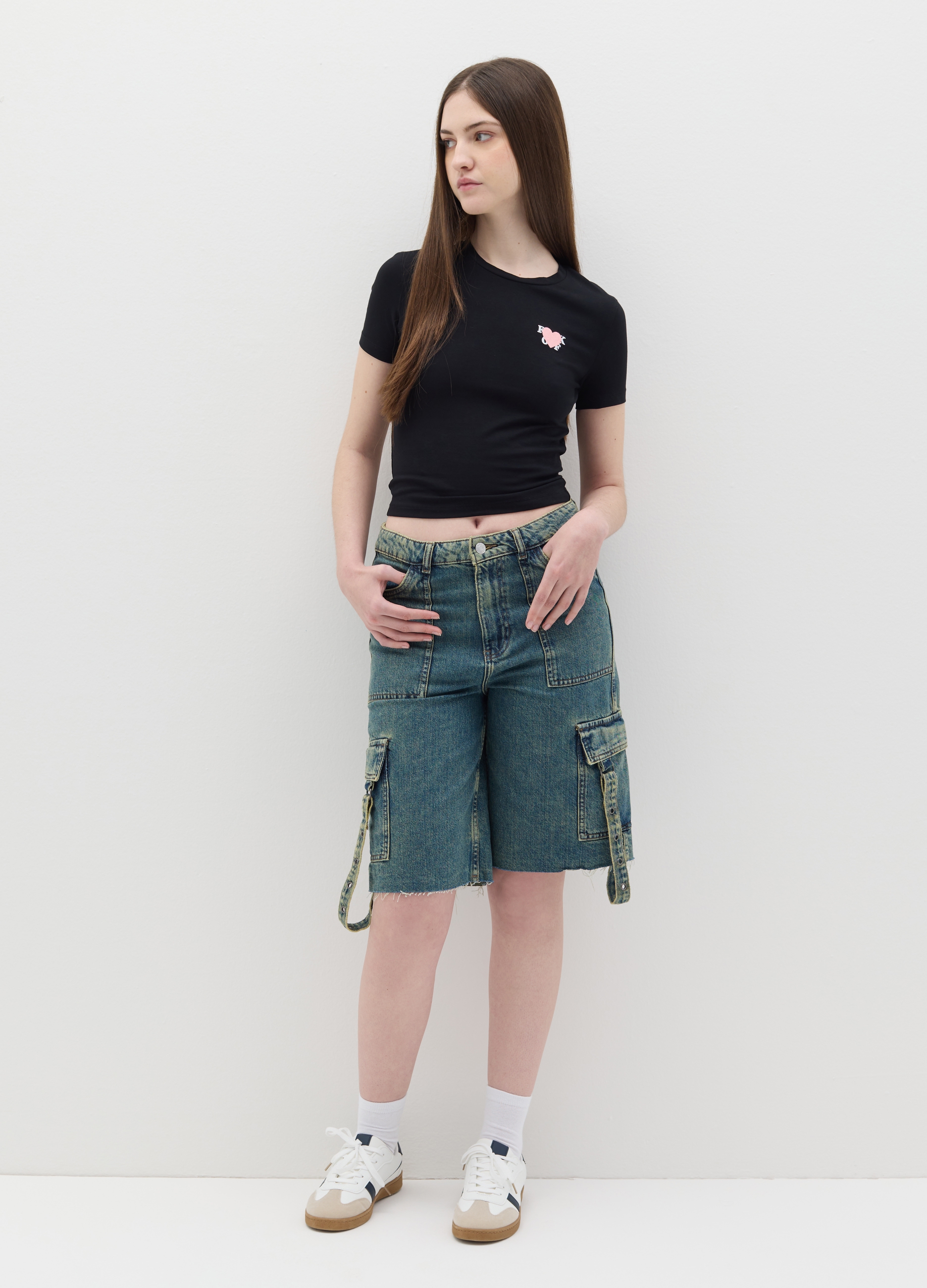 OVS, T-shirt In Cotone Stretch, Donna, Nero, Taglia: XS