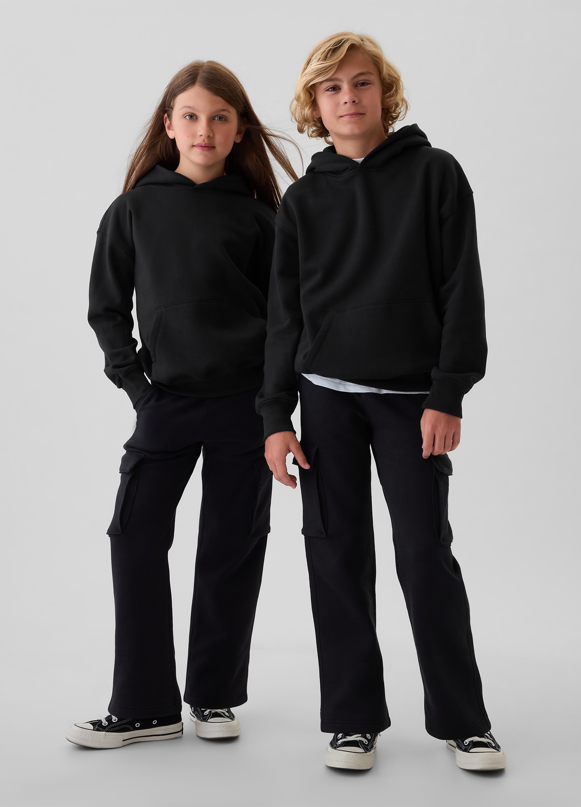 GAP KIDS, Felpa Con Cappuccio Tinta Unita, Bambino, Nero, Taglia: S/114-130