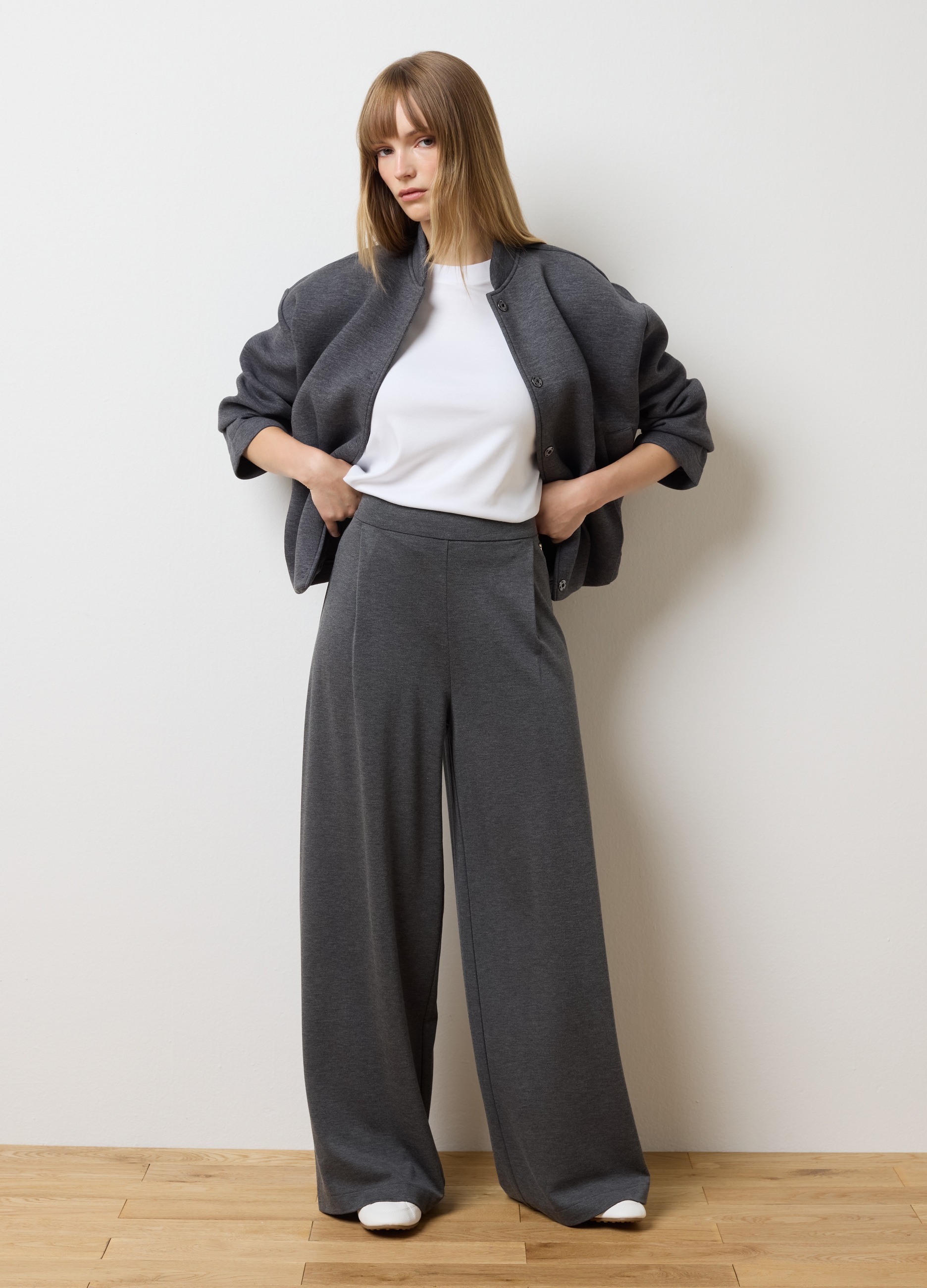 LES COPAINS, Pantaloni Grigi A Palazzo, Donna, Grigio, Taglia: XS